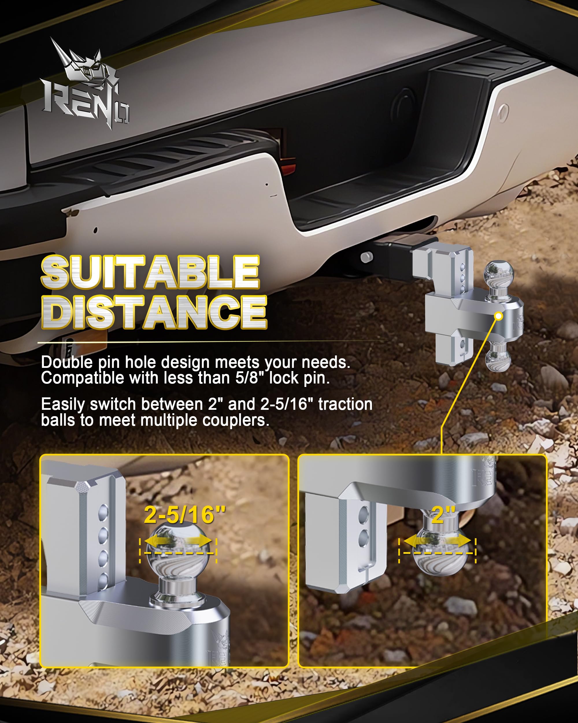 RENO 180-degree flipping shank enables flexible installation in tight spaces.