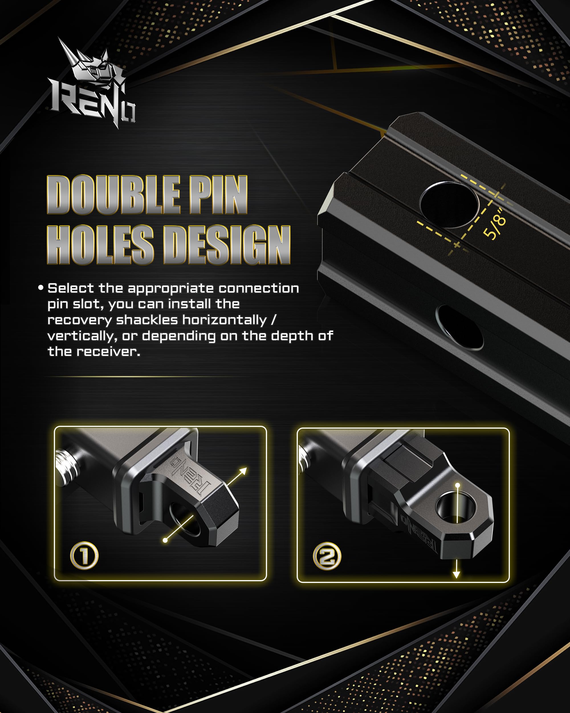 RENO load rating badge indicates 22,000 lbs working load capacity.