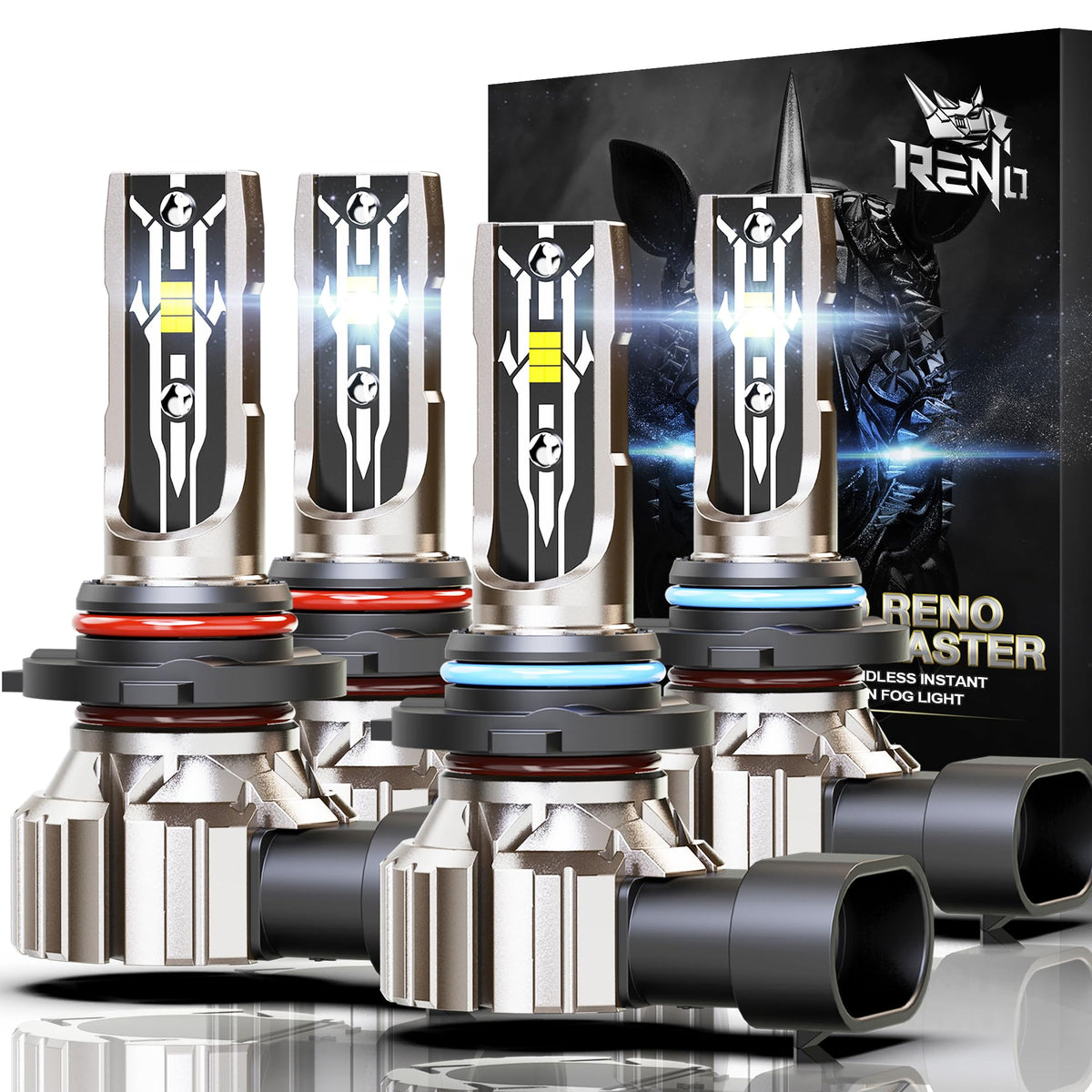 Reno 9005/9006 bulbs pack of 4 for brighter fog lights and easy replacement.