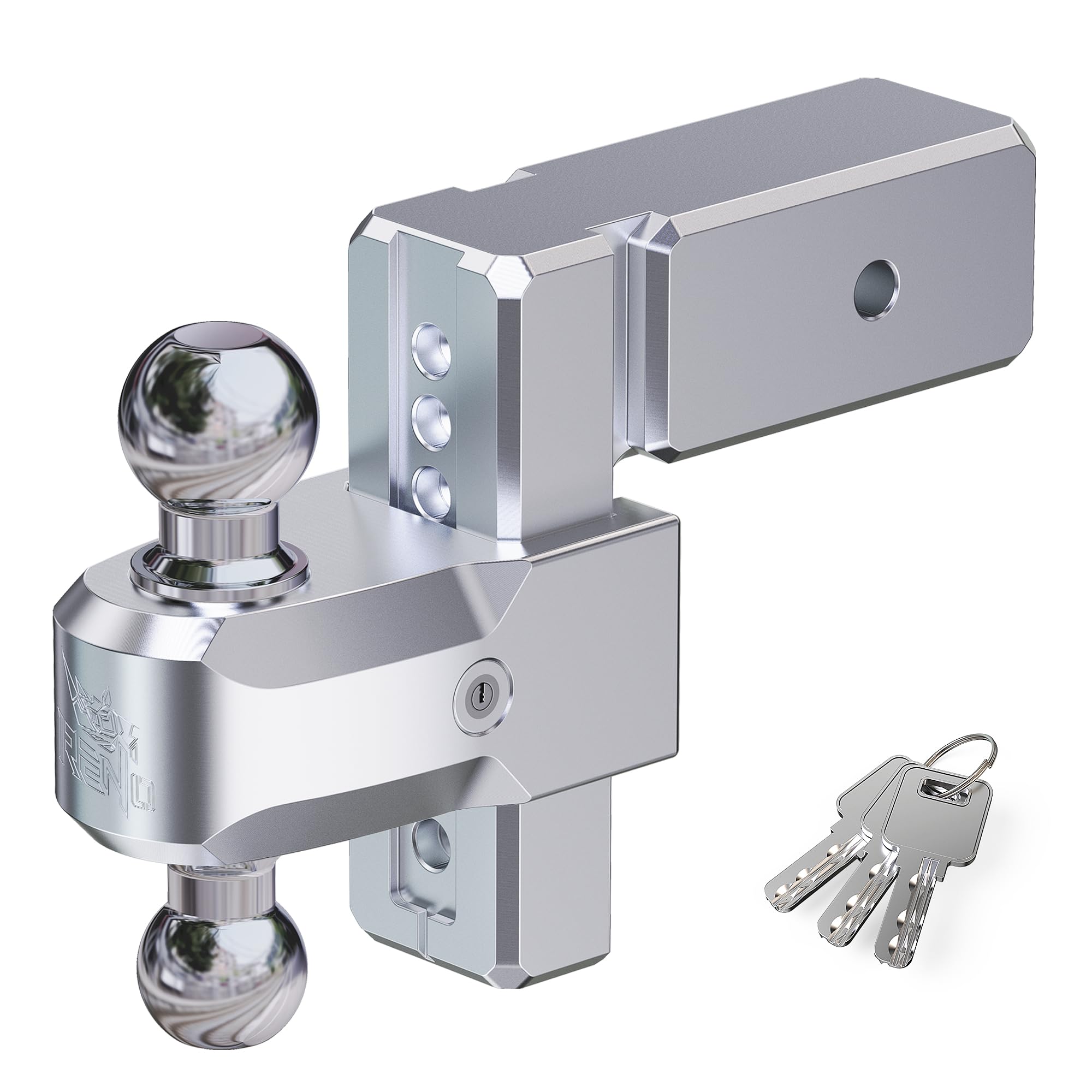 RENO adjustable trailer hitch fits a 3-inch receiver for versatile towing on trucks.