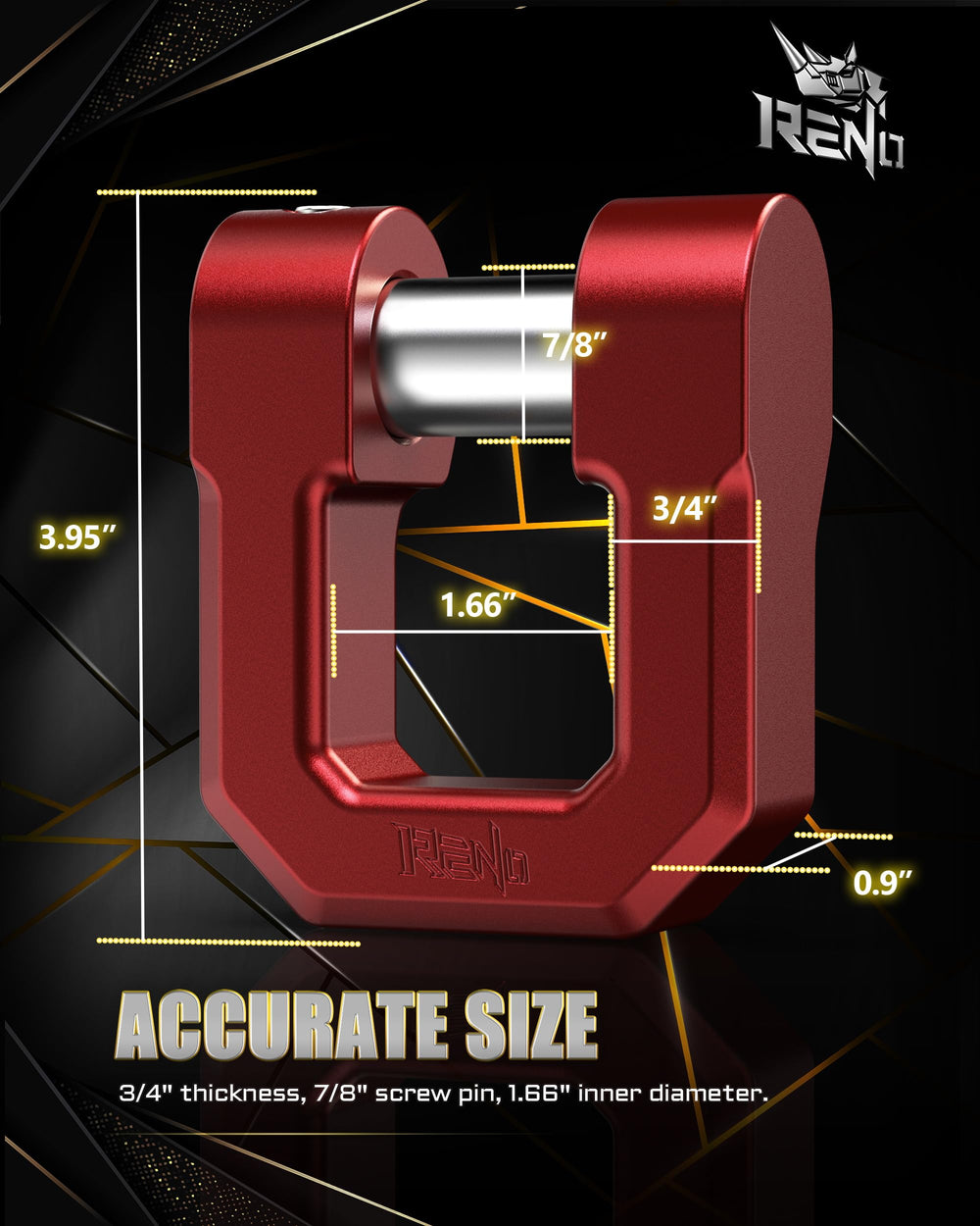 RENO anodized red surface close-up emphasizes corrosion resistance in harsh conditions.