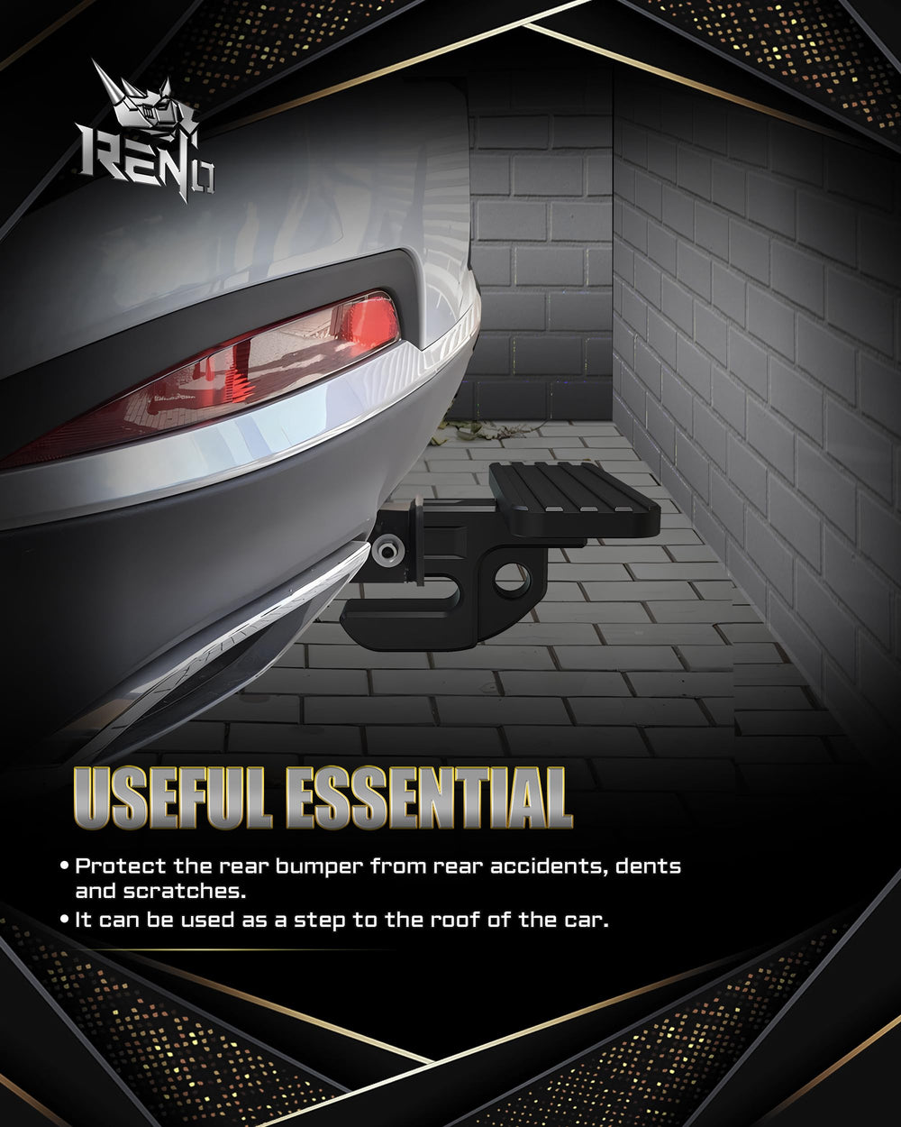 Reno bumper step close up highlights corrosion resistant 7075 aluminum.