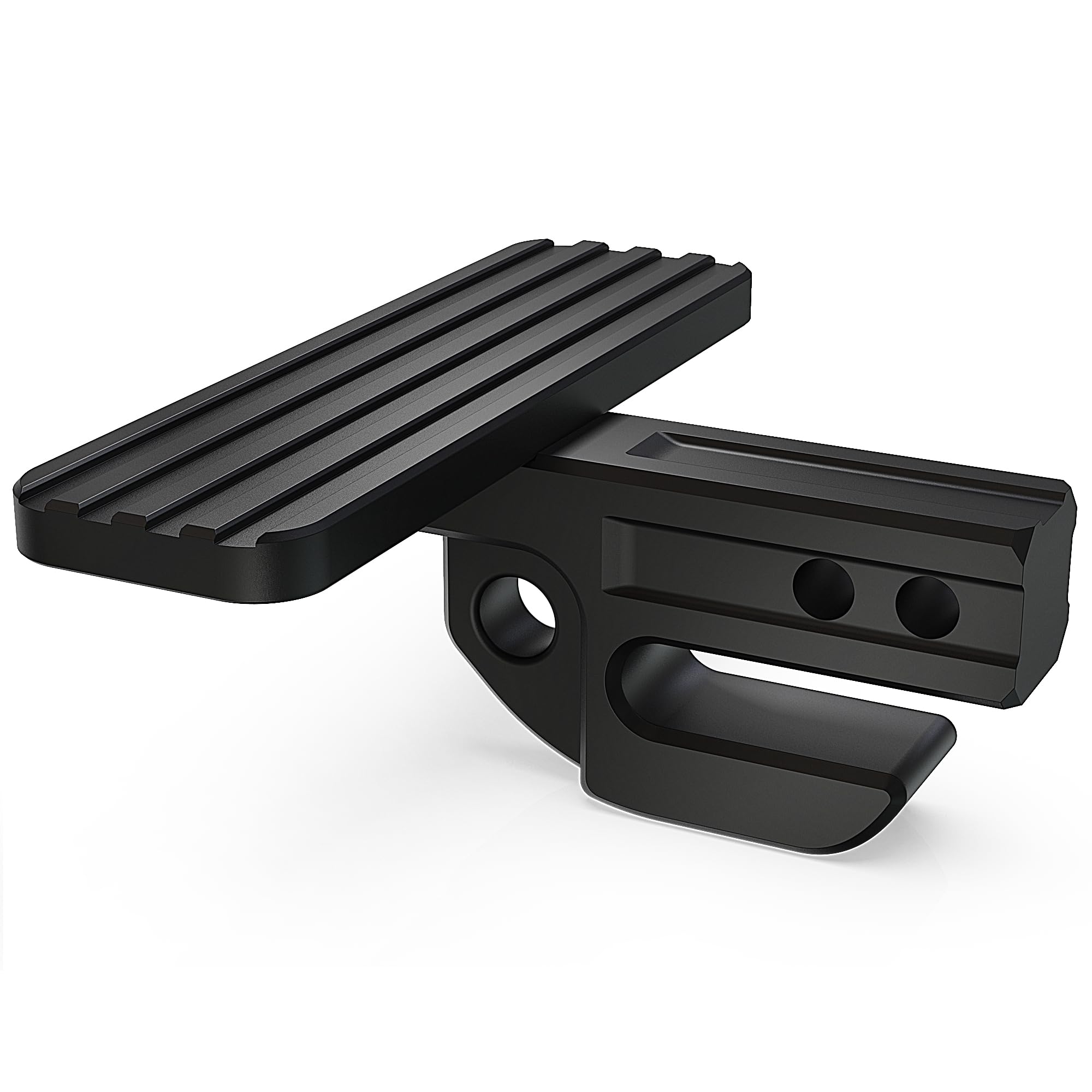 Reno bumper step with slider front view shows rugged aluminum construction.