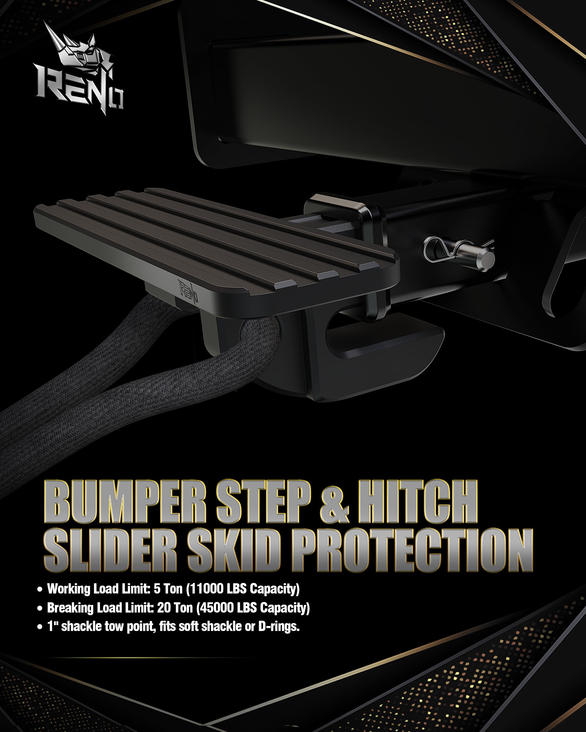 Reno bumper step recovery point ready for tow or rescue tasks.