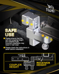 RENO dual ball mounts switch between 2-inch and 2-5/16-inch quickly for different trailers.