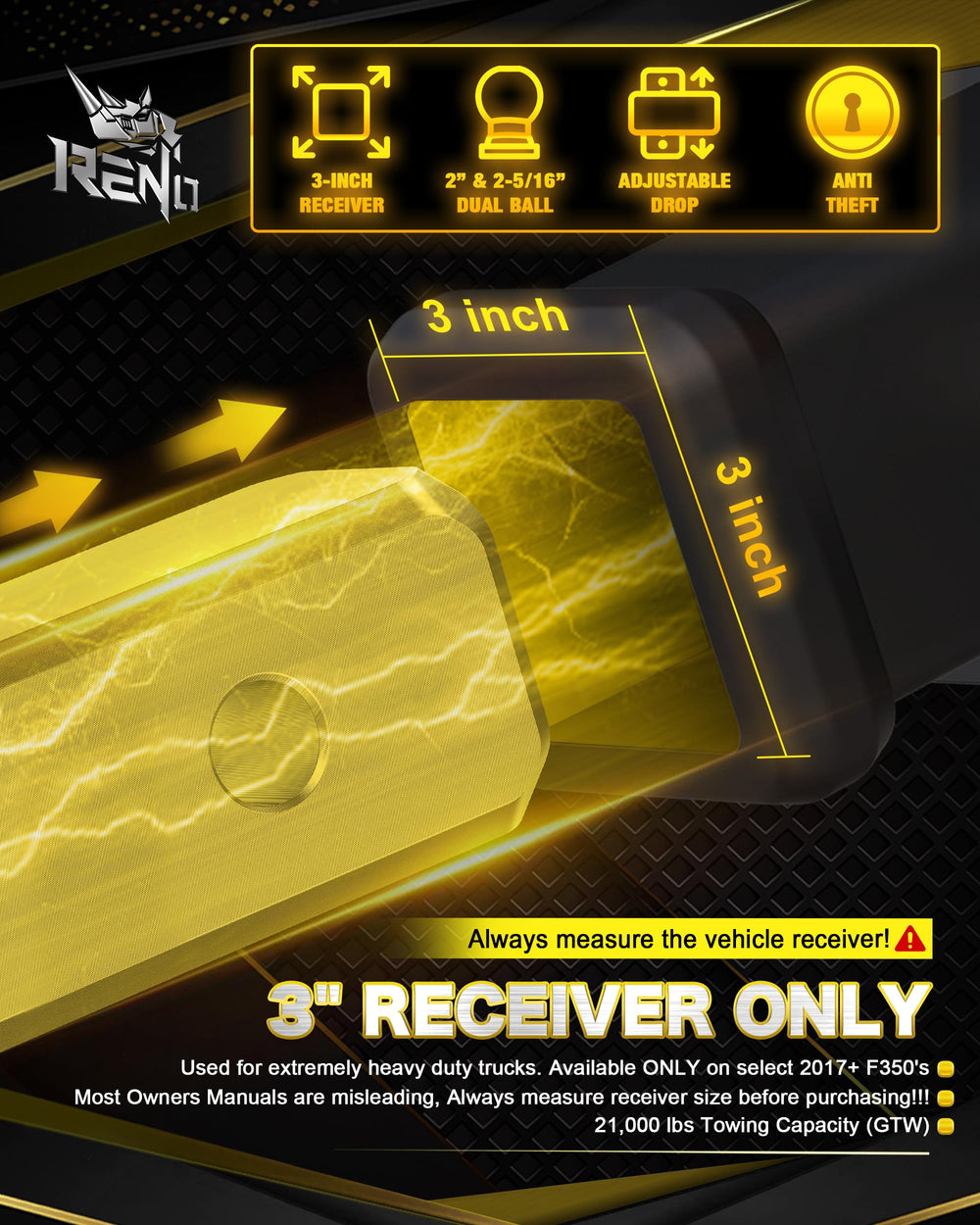 RENO six-inch rise and drop lets you level trailers with ease.