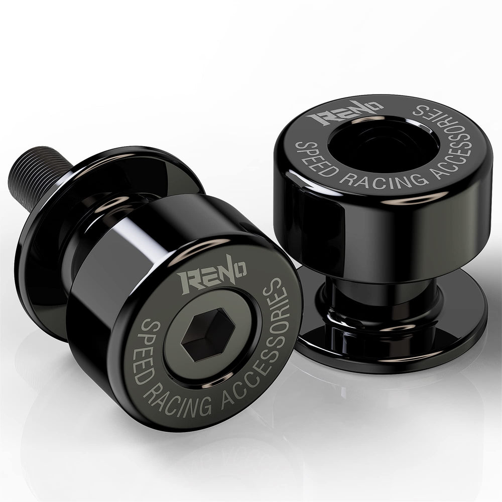 RENO SP1-M6 swingarm spool side view in black for secure parking and maintenance