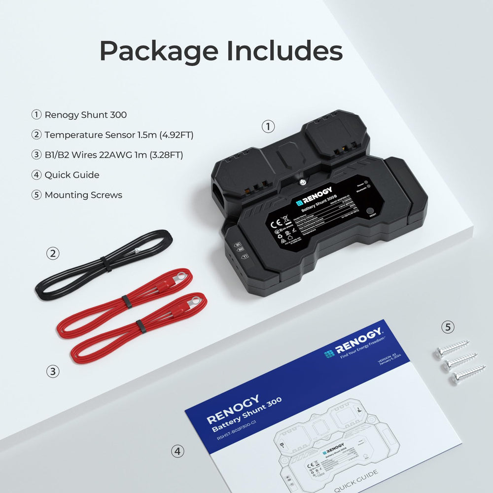 Renogy Battery Shunt 300 suitable for RV, boat, and off-grid systems.