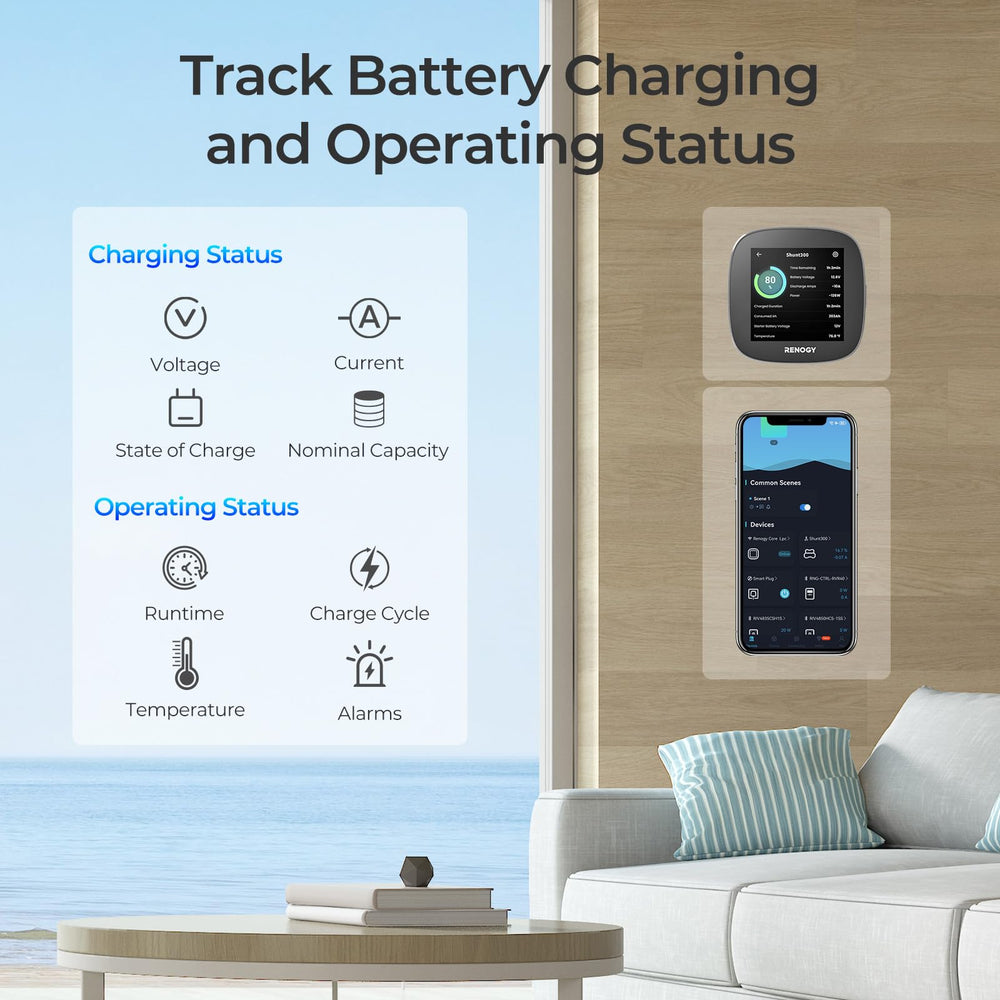 Renogy Battery Shunt 300 data access in the DC Home App for real-time insights.