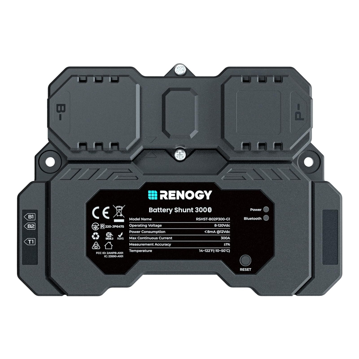 Renogy Battery Shunt 300 with a remote monitoring display for smarter energy management.