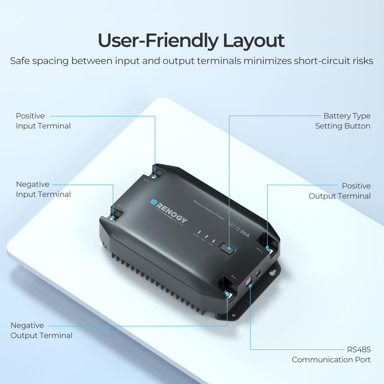Renogy DC to DC charger 12V 20A safety protections guarding electronics