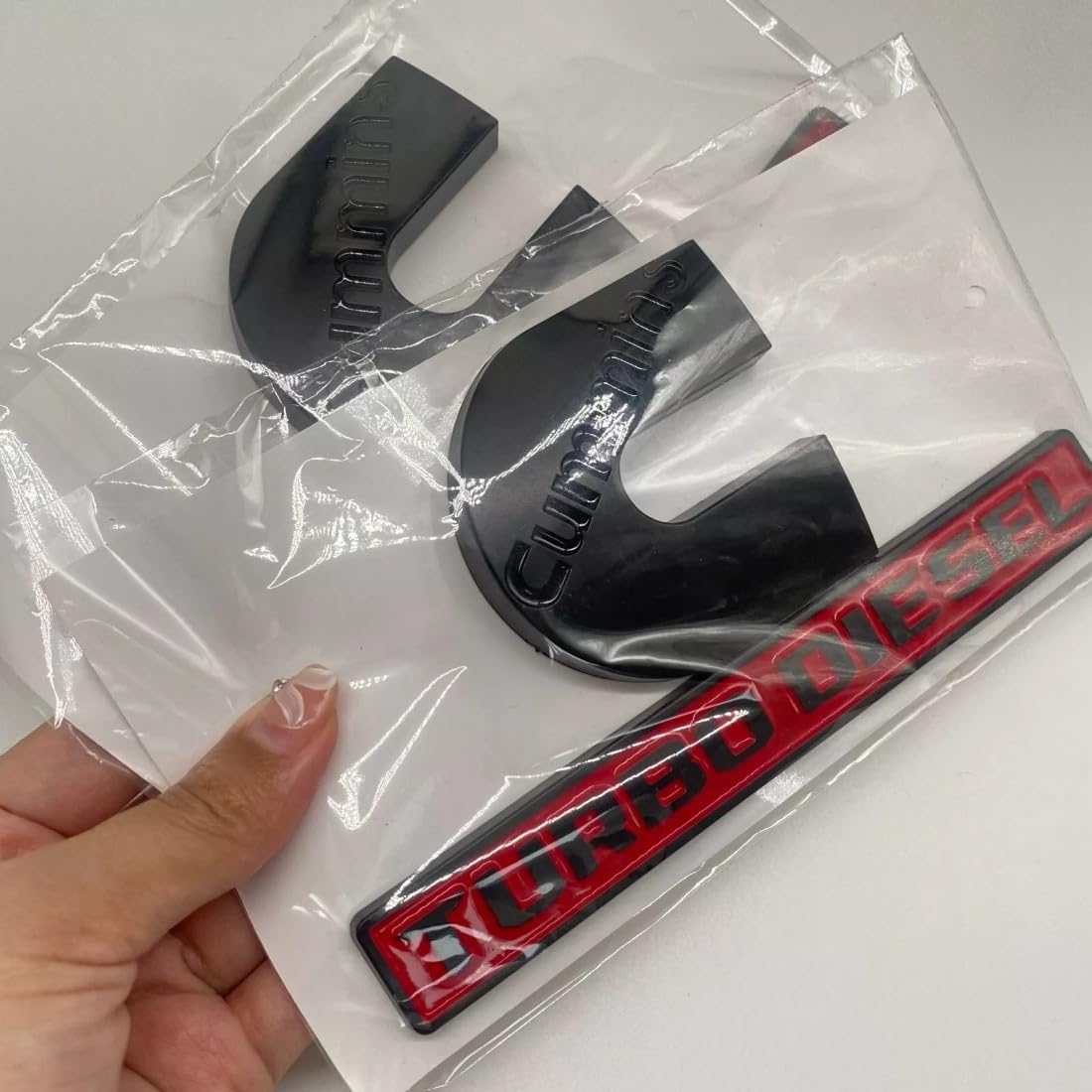 REOPEAI 2pc emblems with black red finish for weatherproof fit