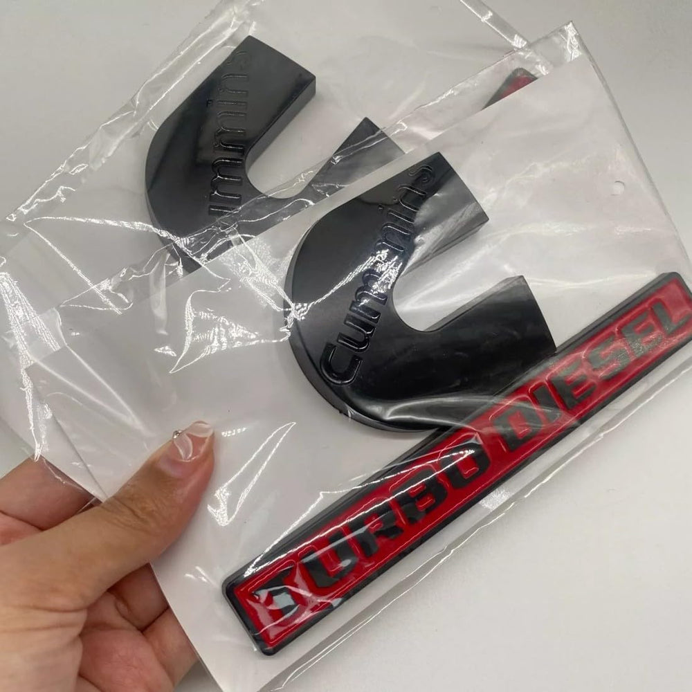 REOPEAI 2pc emblems with black red finish for weatherproof fit