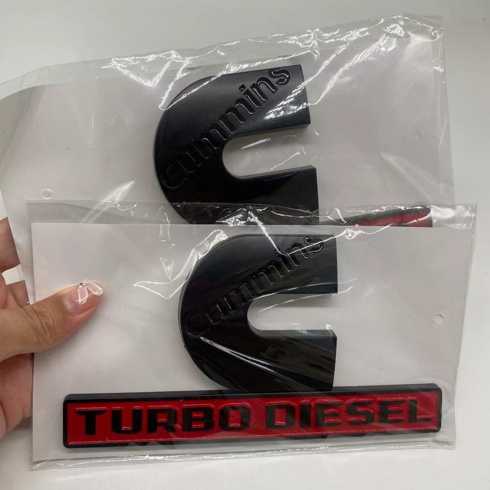 REOPEAI Cummin Turbo emblems two-piece set on a Fender badge