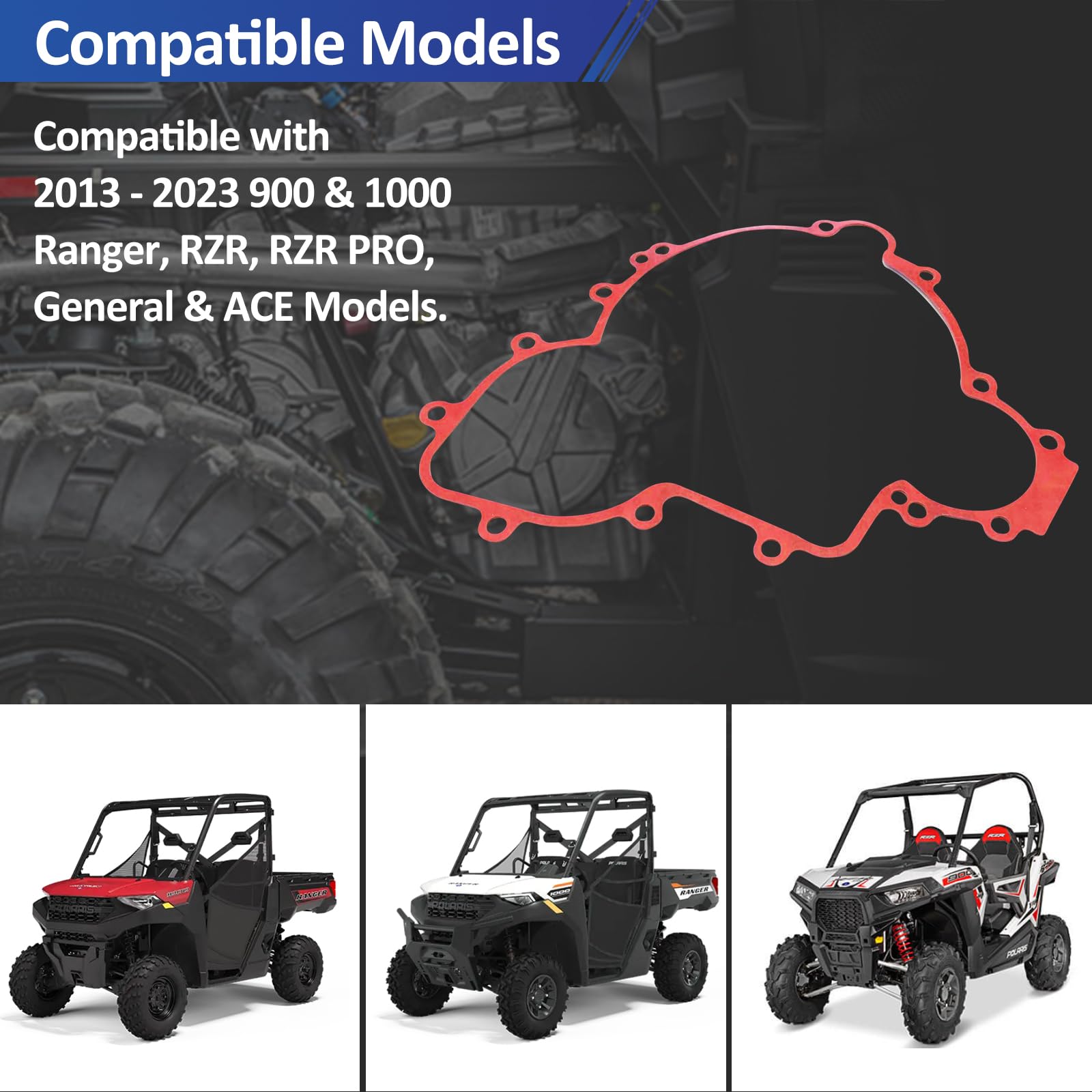 REPLACEMENTKITS.COM cover gasket for Polaris RZR Pro keeps dust and moisture out.