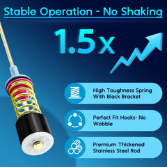Replizo thick rod and spring assembly highlight reinforced vibration control.