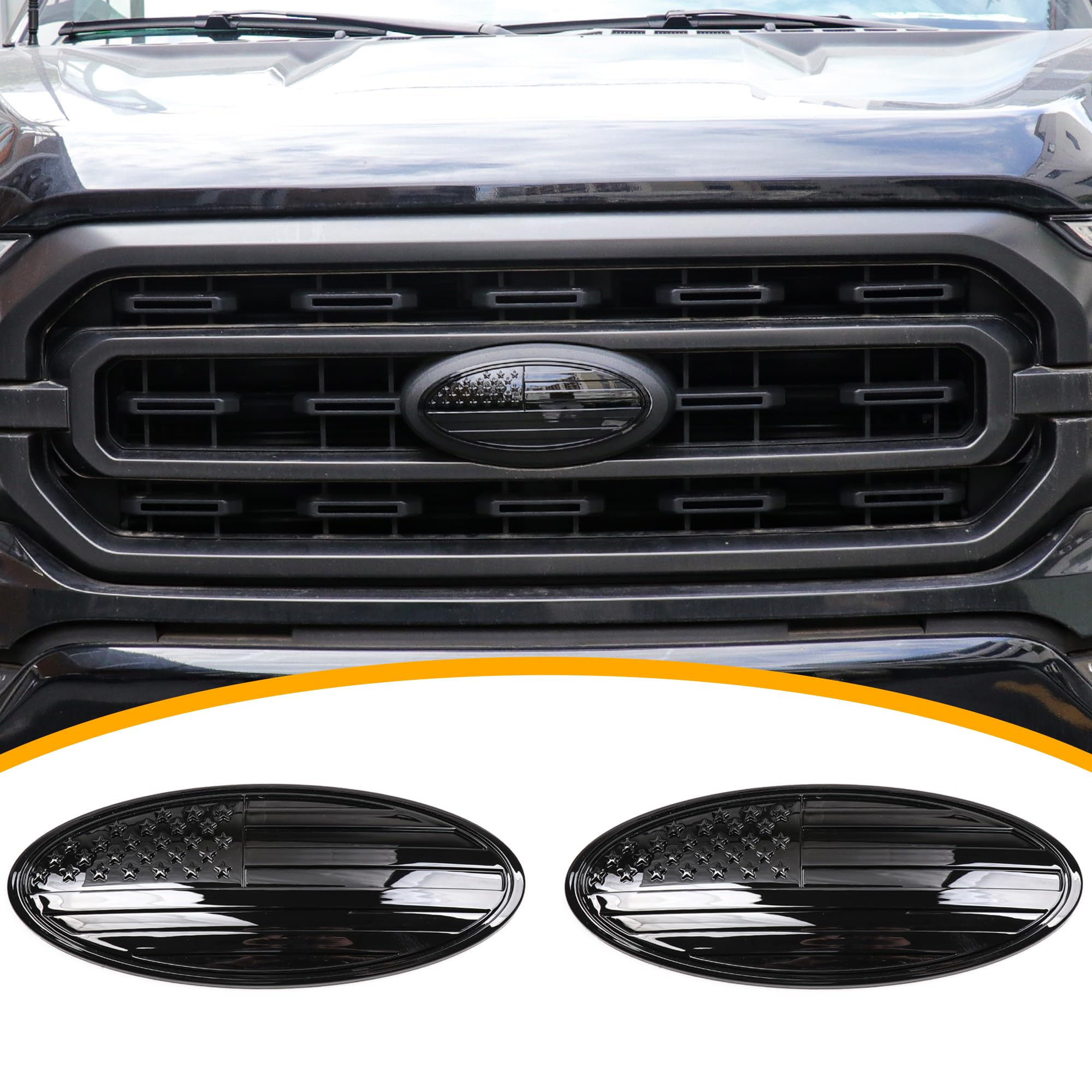 RERPRO American Flag Oval emblem front grille cover protects the grille and adds bold style.