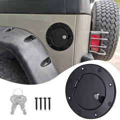 RERPRO locking gas cap cover on a Jeep Wrangler TJ front view highlighting the secure seal