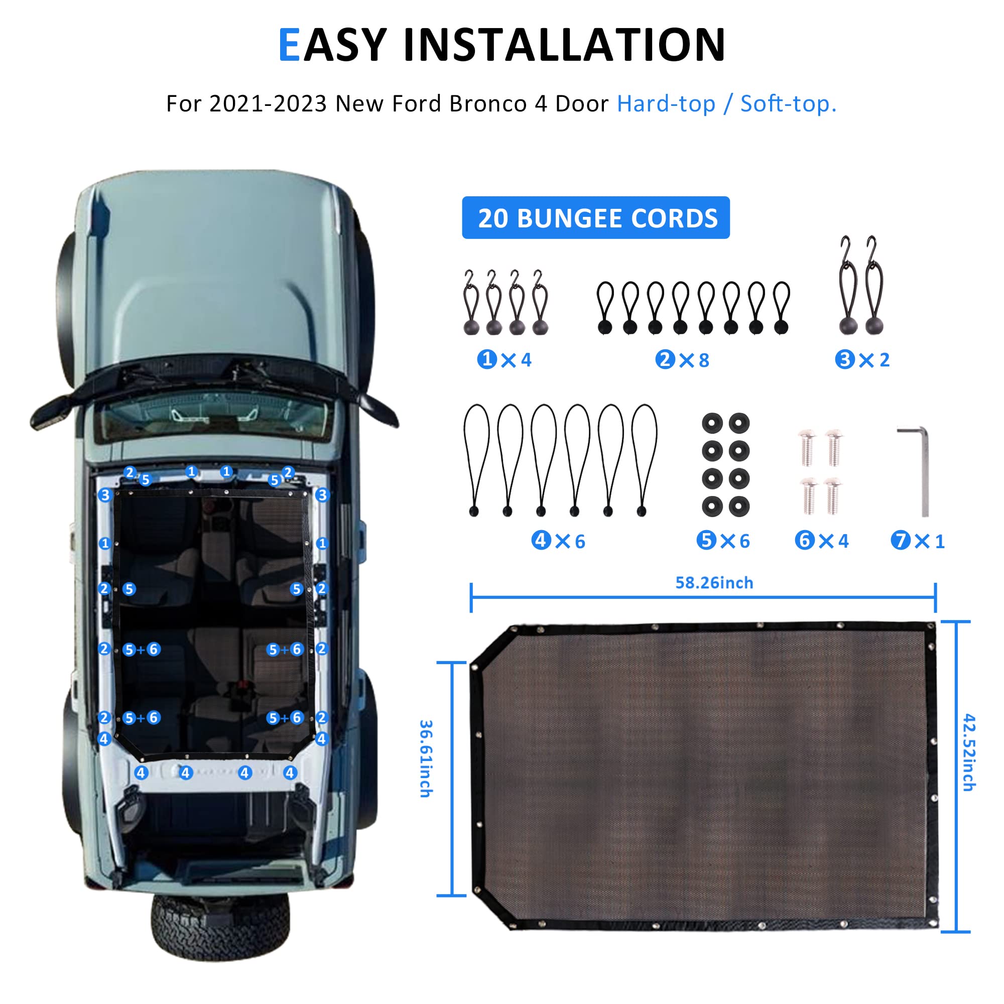 RERPRO compatible with soft and hard tops for Bronco 4-door