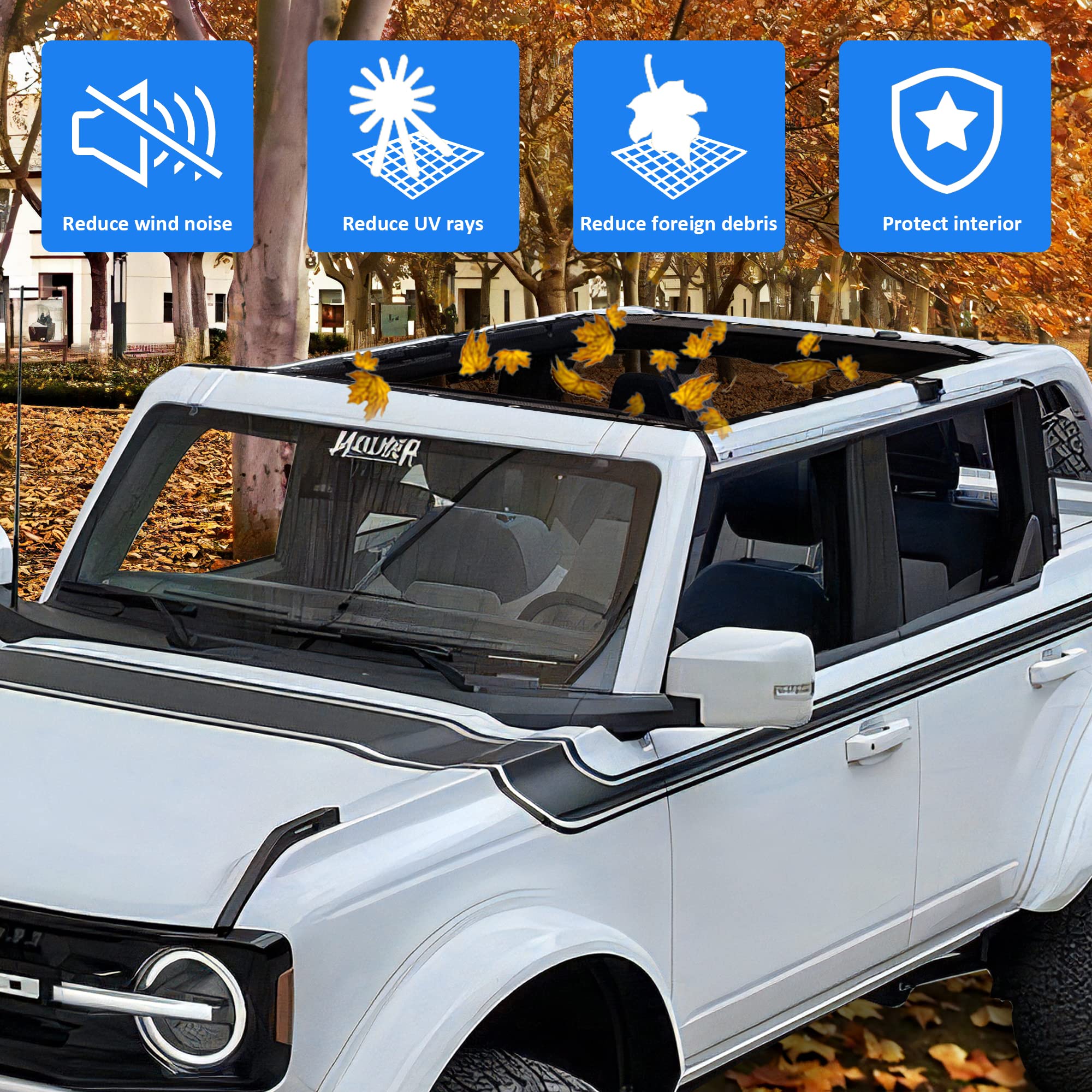 RERPRO sunshade offers UV protection and glare reduction for Bronco drives