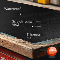 RESILIA scratch-resistant vinyl mats resist tears and scuffs.