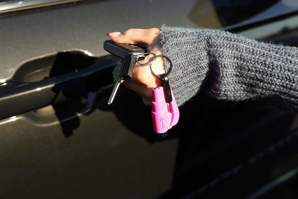 RESQME compact safety tool in car for quick access during emergencies