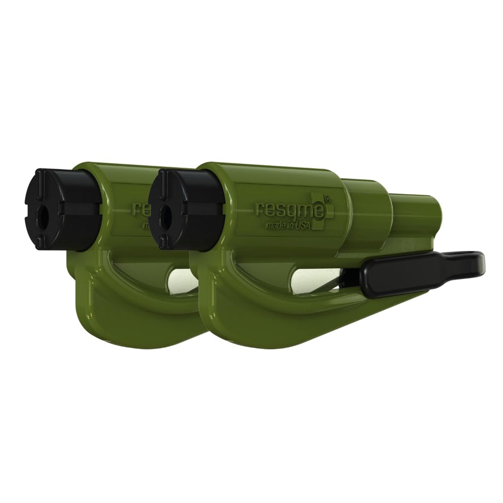RESQME original emergency keychain hammer attached to visor for quick escape.