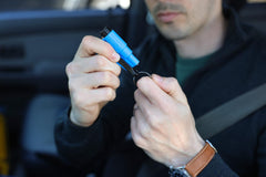RESQME seatbelt cutter blade ready for rapid release of jammed belts