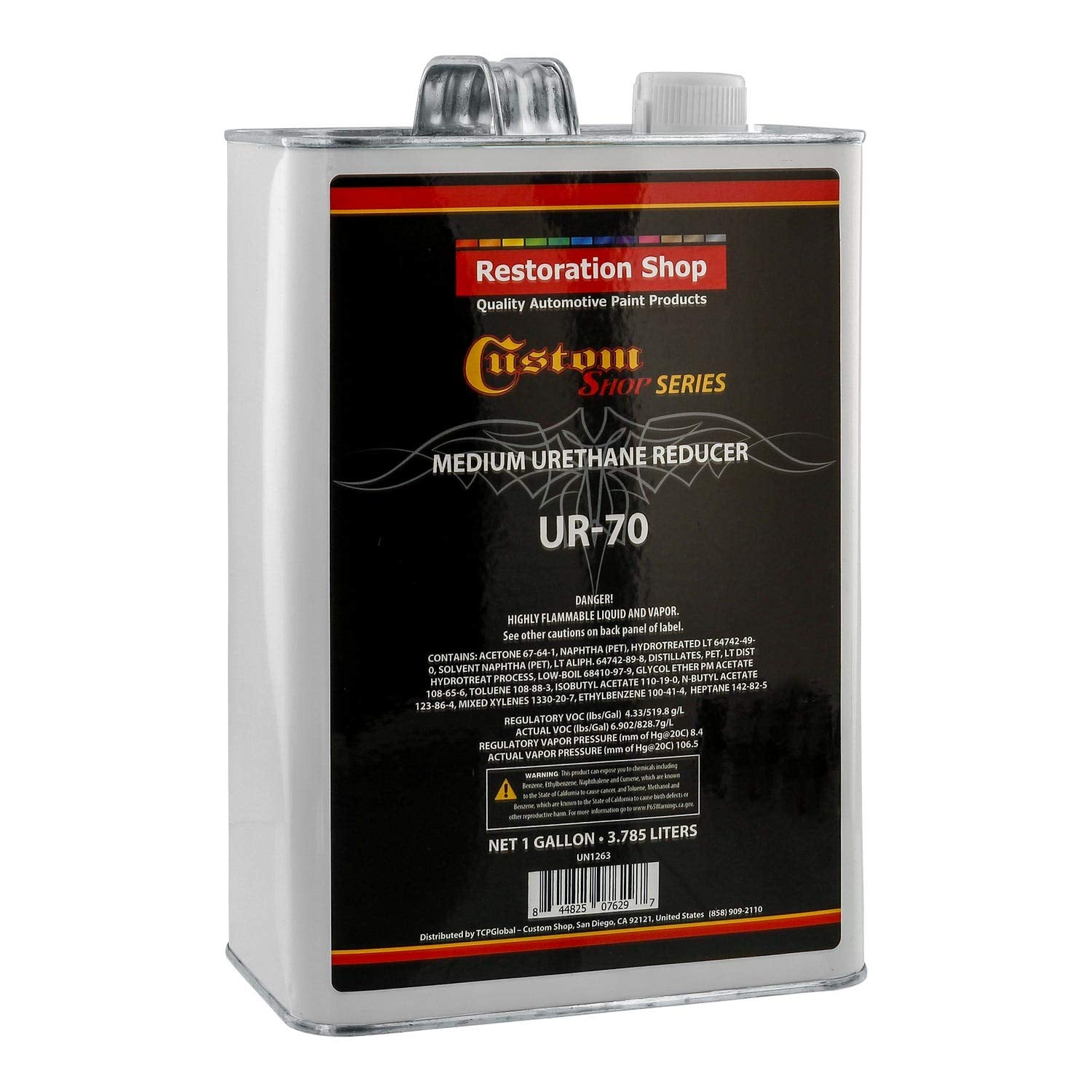 Restoration Shop UR70 gallon urethane reducer for mid-temperature spray thinning and smooth finish.