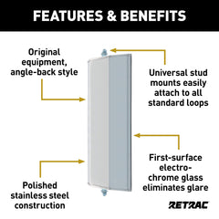RETRAC 610301 7x16 glass view illustrating reduced blind spots for safer maneuvers
