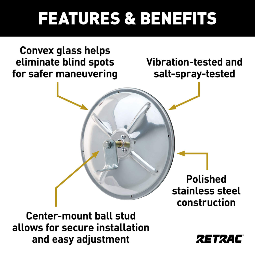RETRAC 610901 wide-angle glass view improving lane awareness during turns