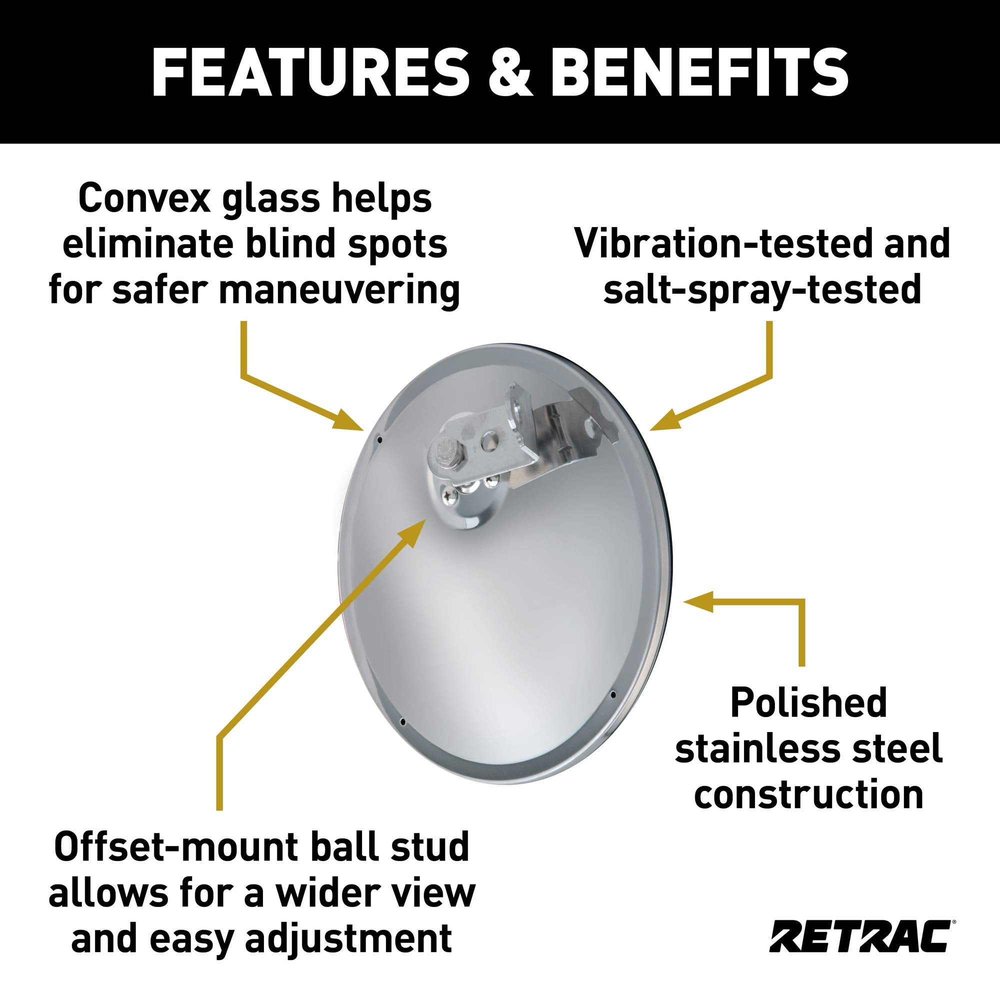 RETRAC J-bracket mount provides secure universal installation on trucks.