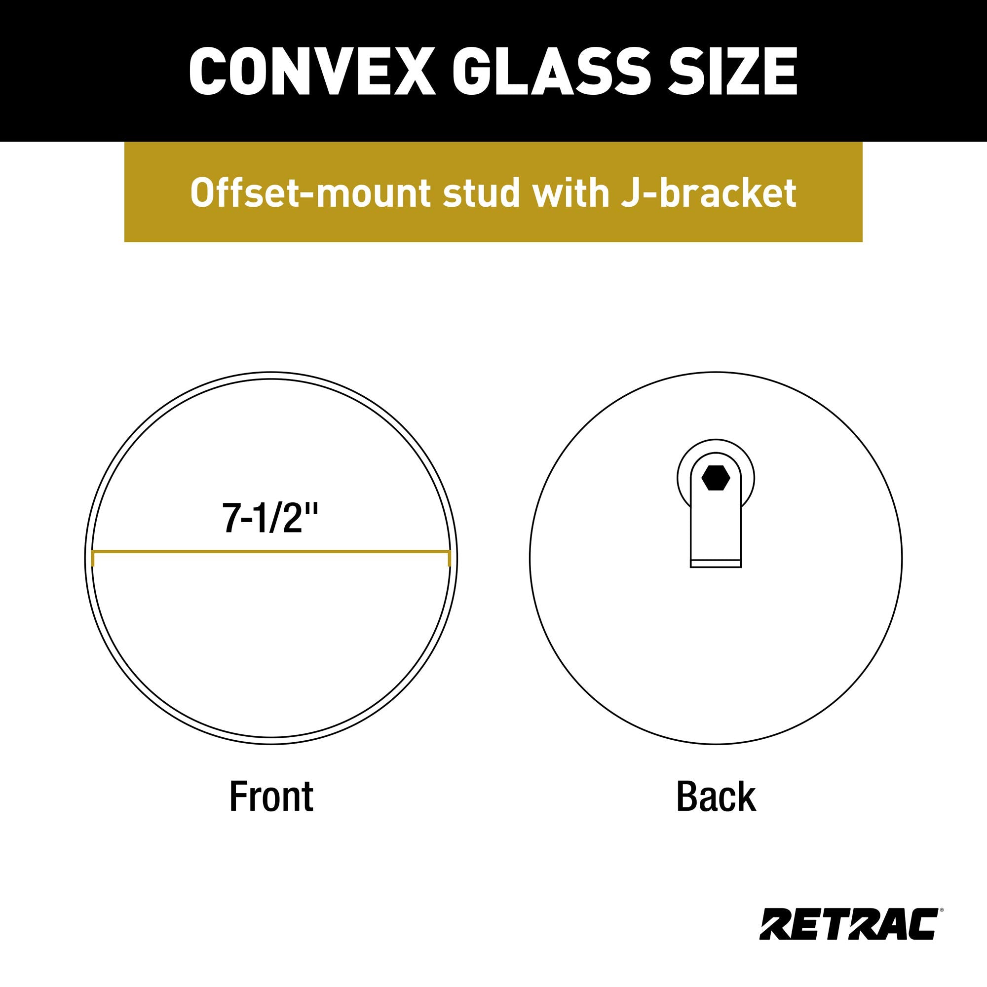 RETRAC offset ball stud enables easy tilt adjustment for optimal angles.