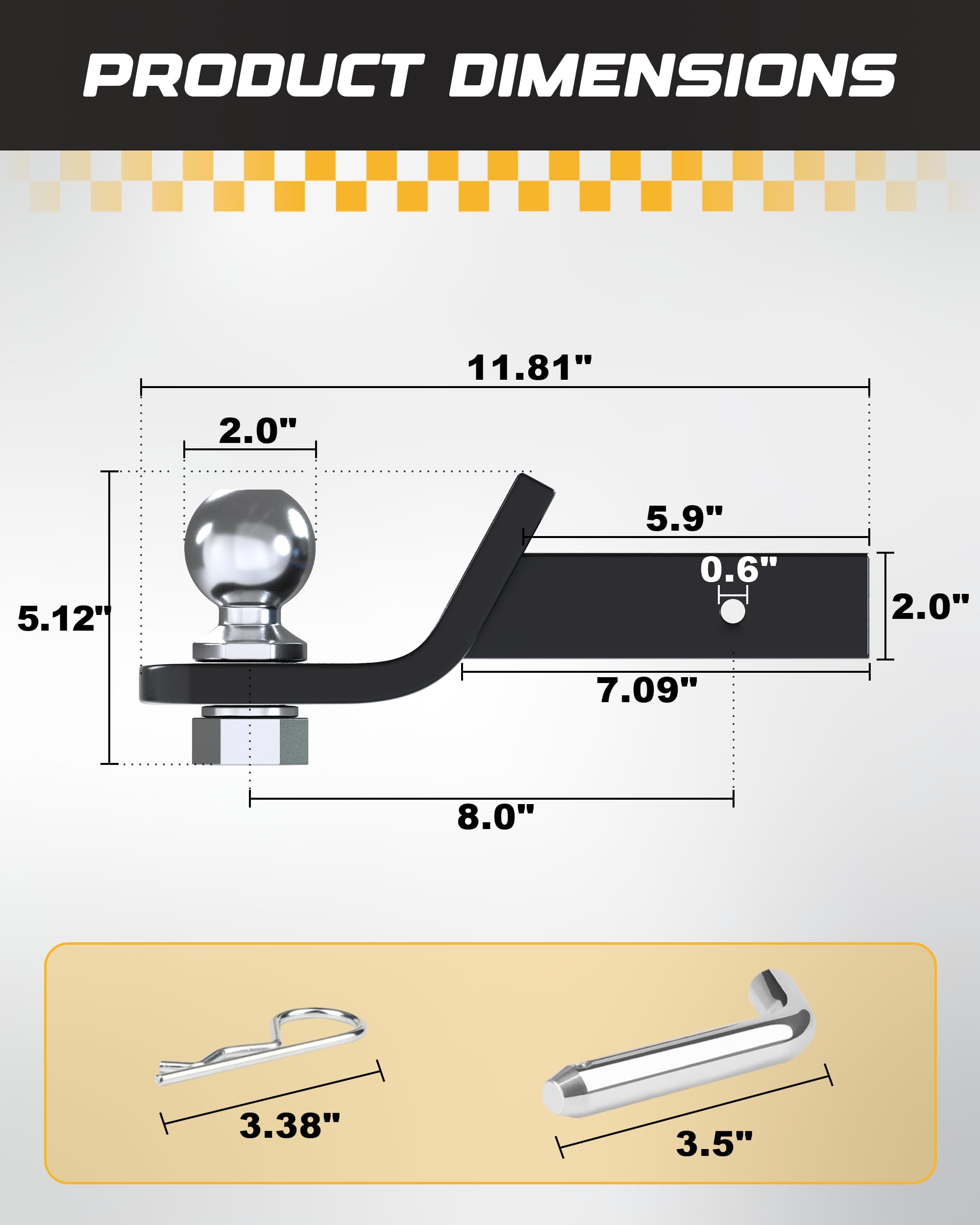 RETRUE 7500lbs capacity hitch mount supports heavy loads and trailers.