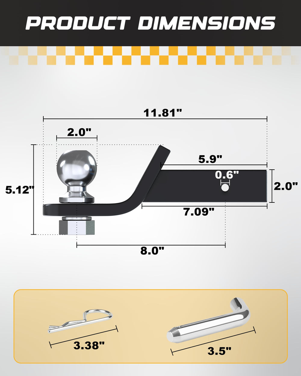 RETRUE 7500lbs capacity hitch mount supports heavy loads and trailers.