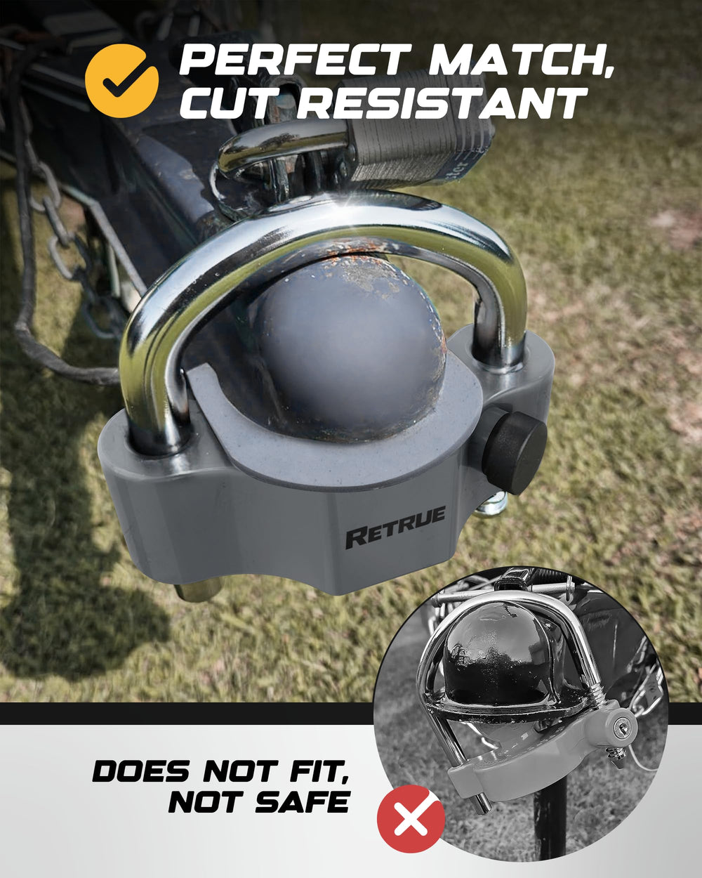 RETRUE A36 steel and aluminum lock highlighting rugged durability