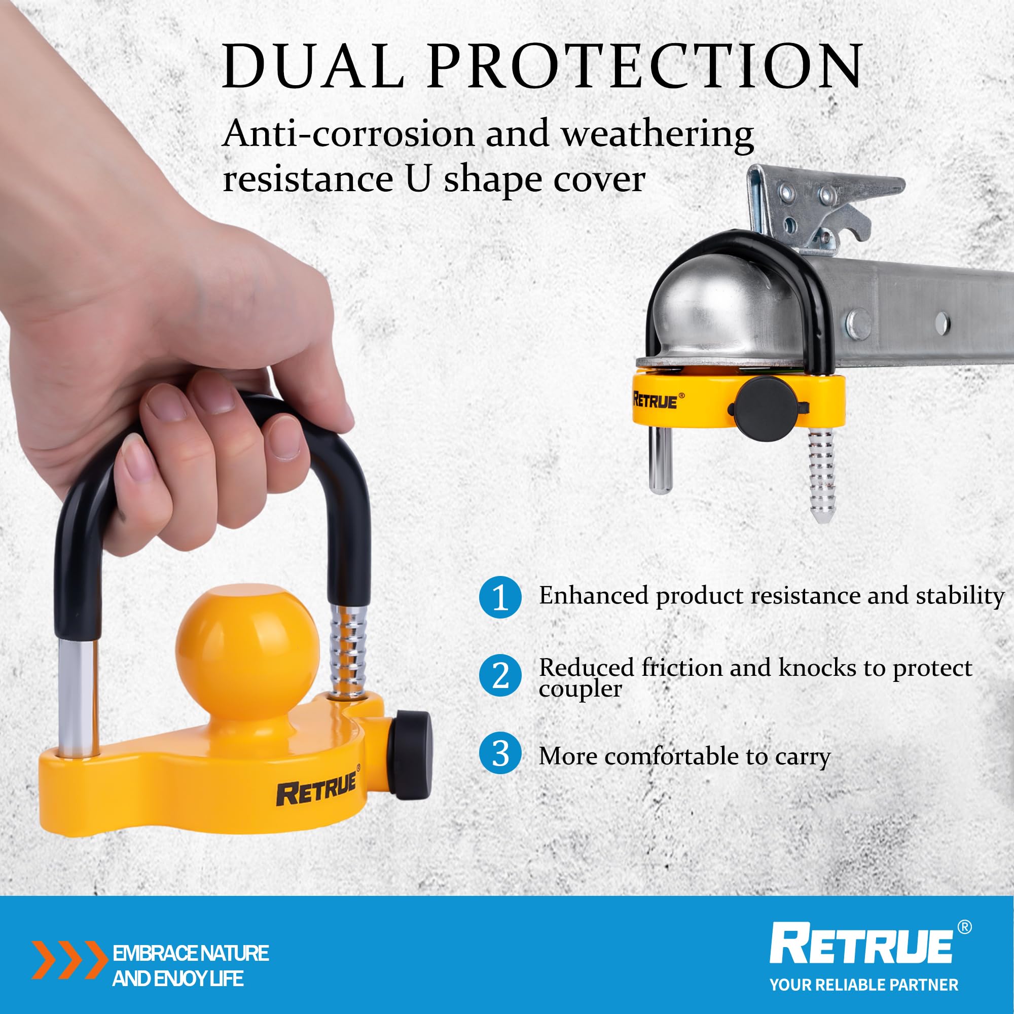RETRUE aluminum body with steel core trailer lock