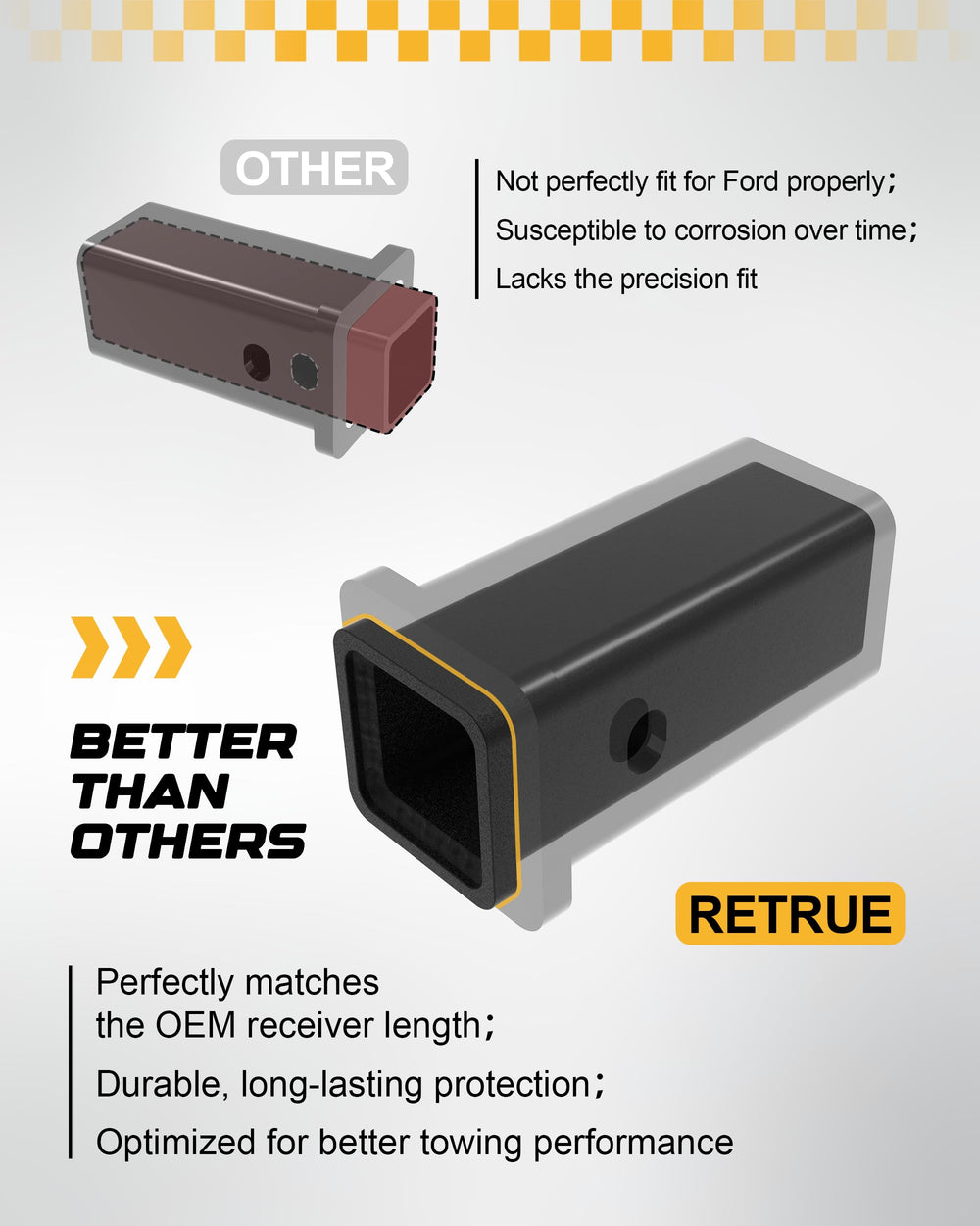 RETRUE hitch reducer features durable steel construction for long-lasting use.
