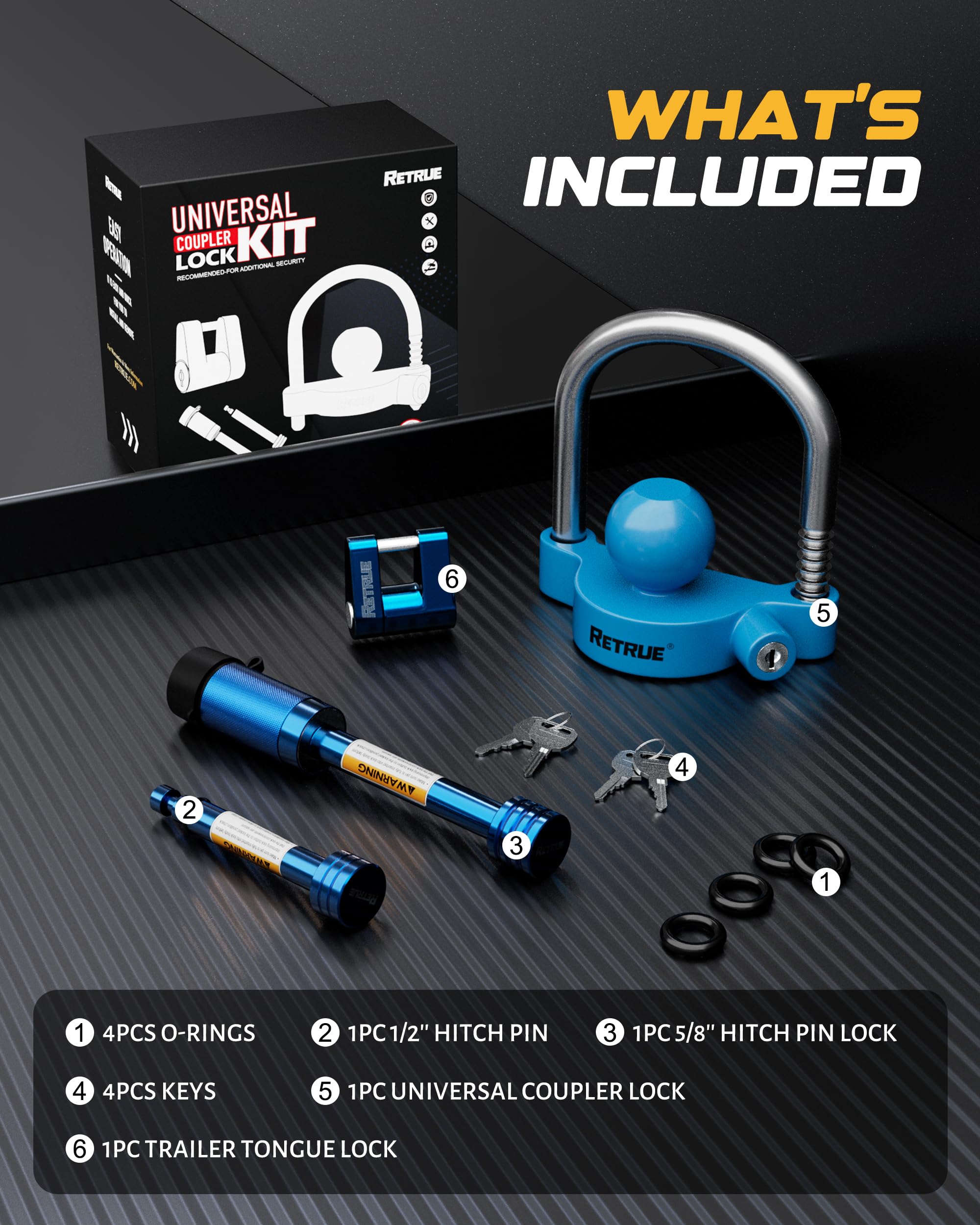 RETRUE key-alike trailer lock set side view for quick, easy access.