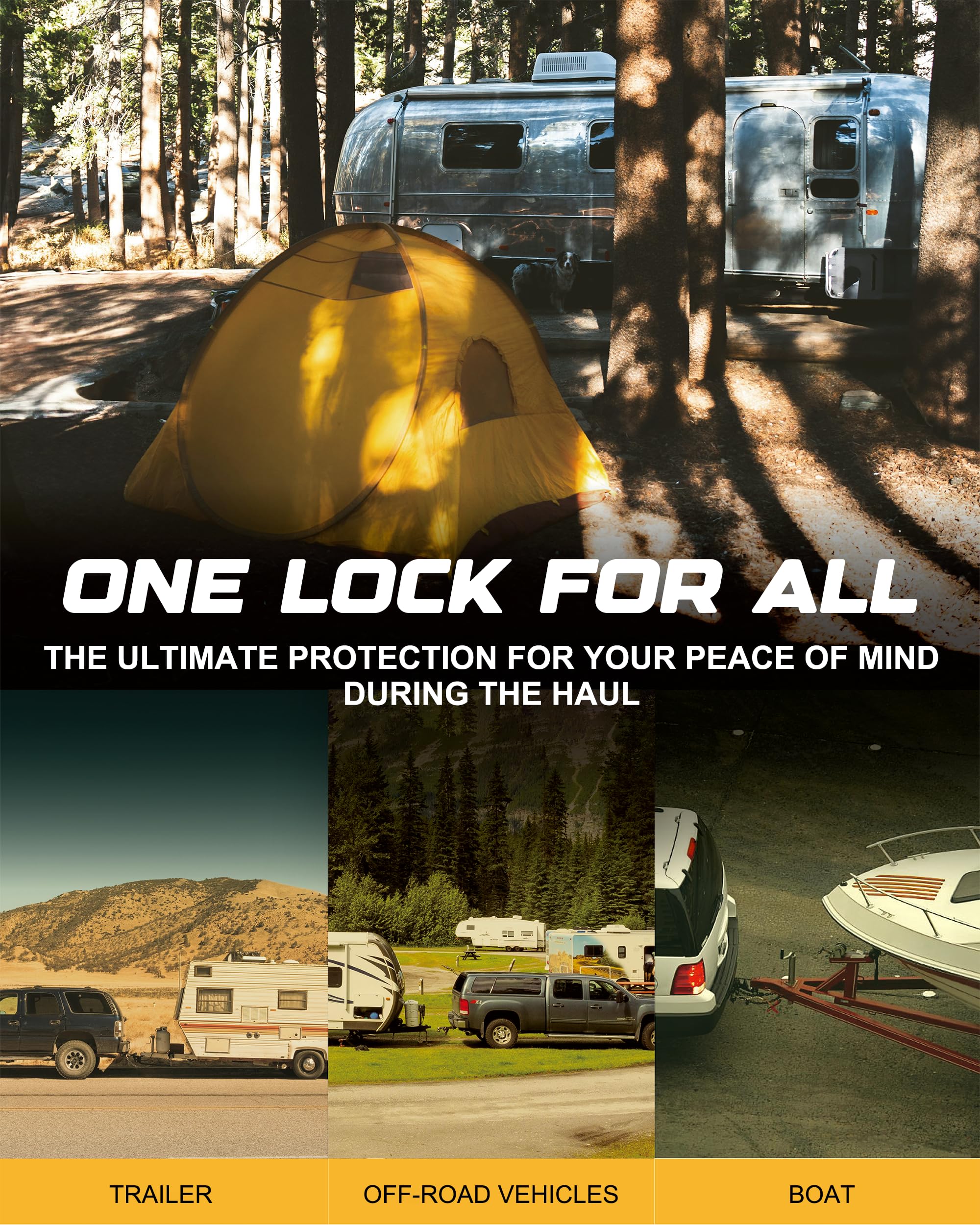 RETRUE trailer attached to truck with lock in place showing deterrence benefit
