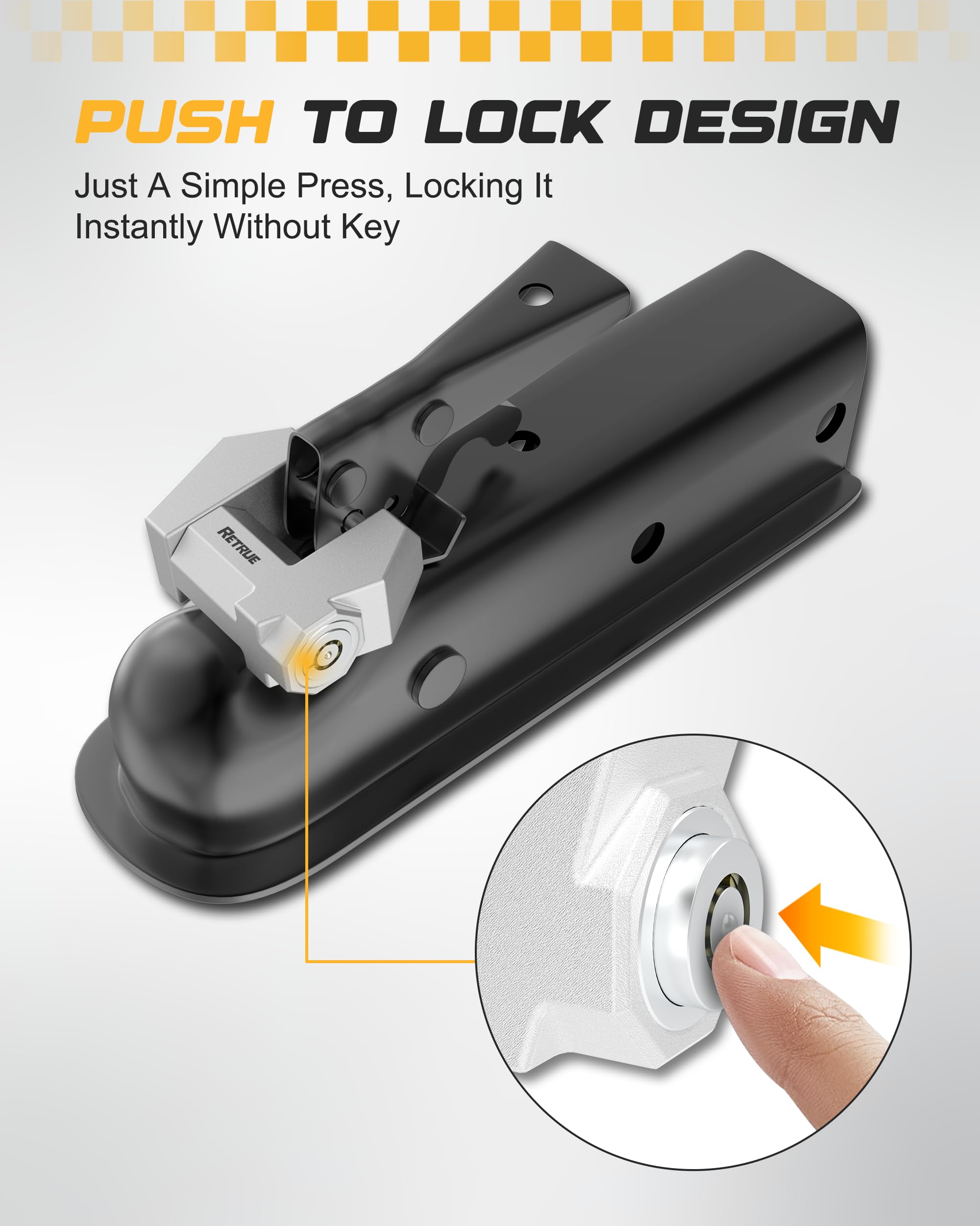 RETRUE Cyber Lock one-push locking action for quick security.