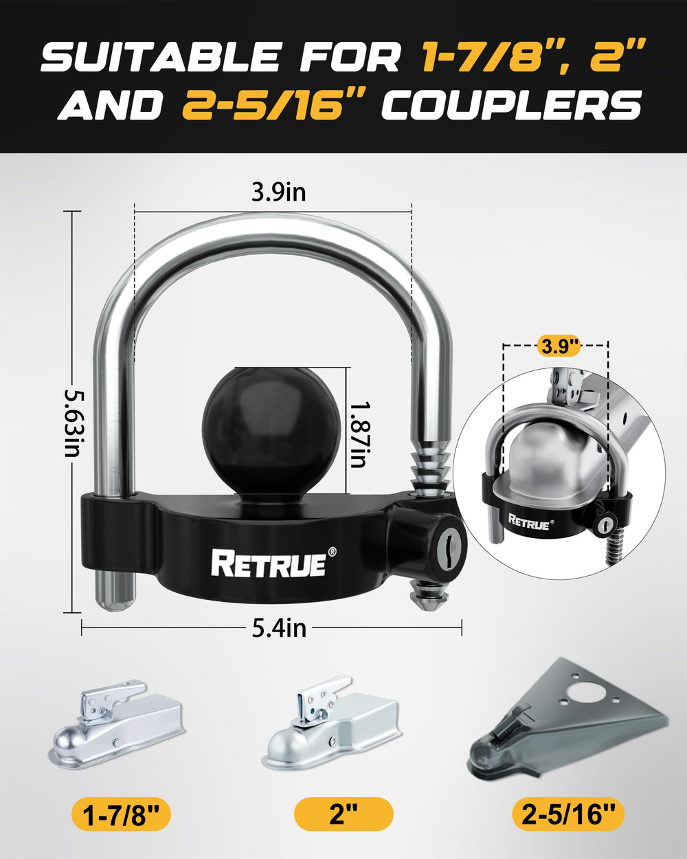 RETRUE trailer tongue lock for added protection on the tongue area