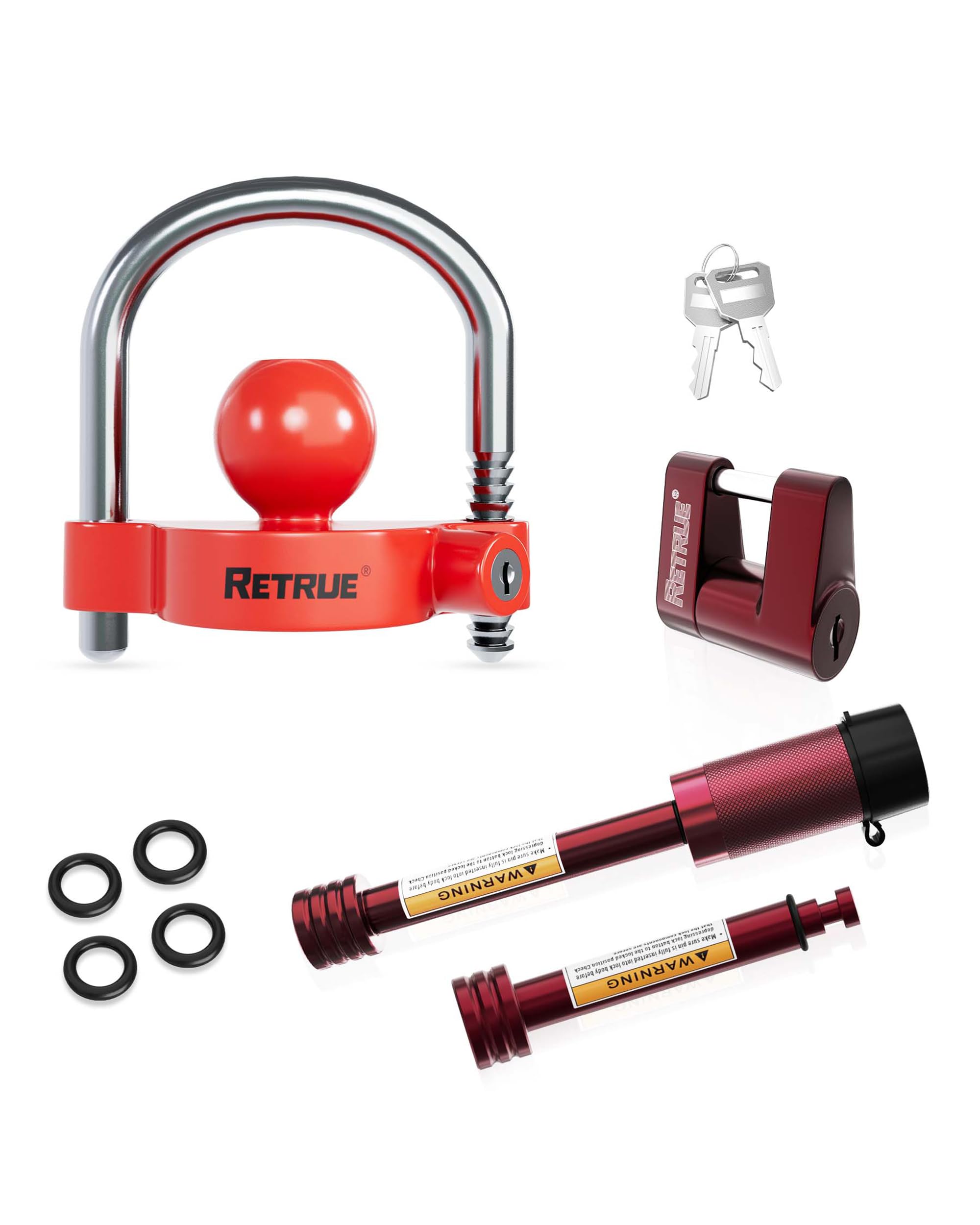 Retrue trailer coupler lock with adjustable fit protects most couplers