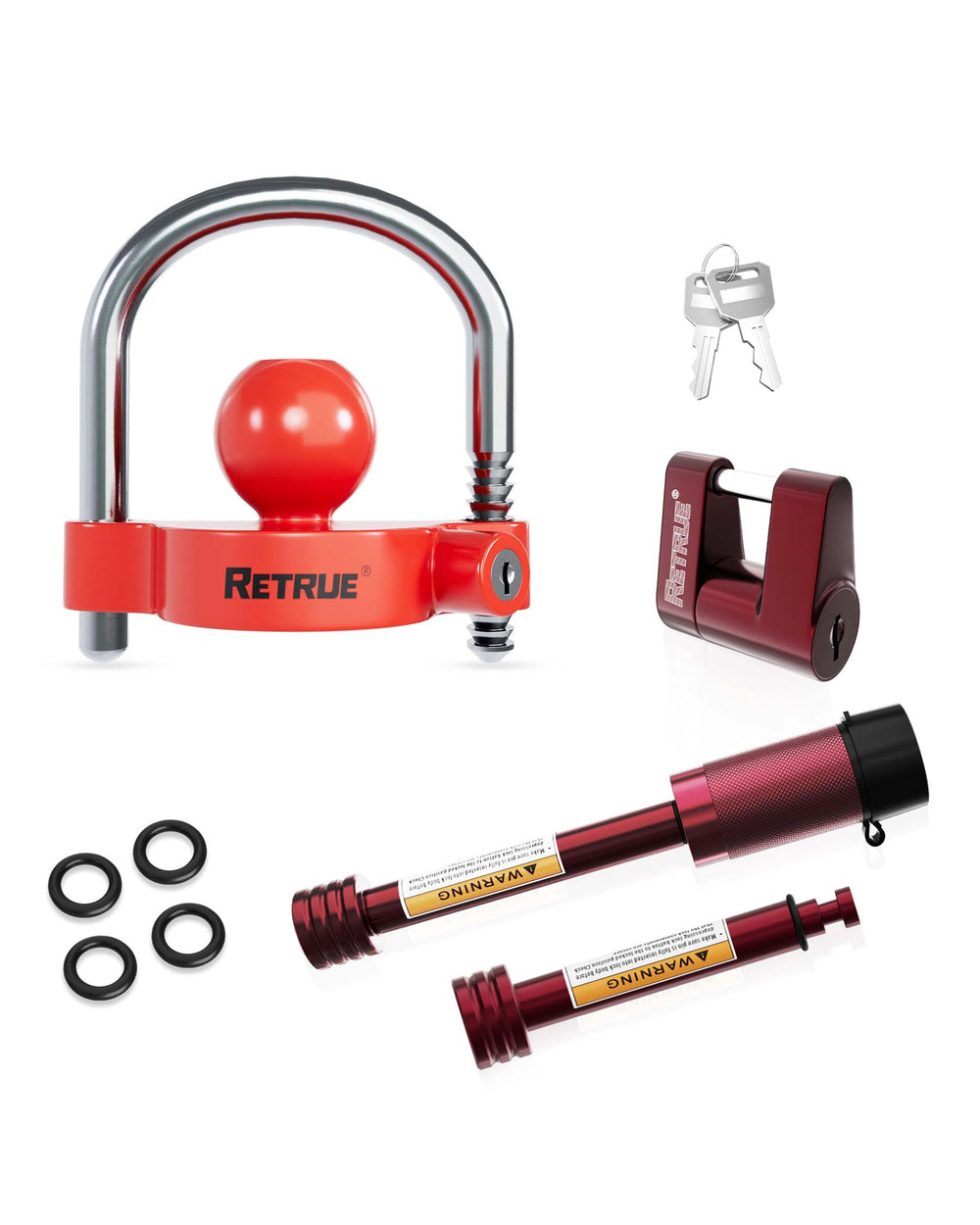 Retrue trailer coupler lock with adjustable fit protects most couplers