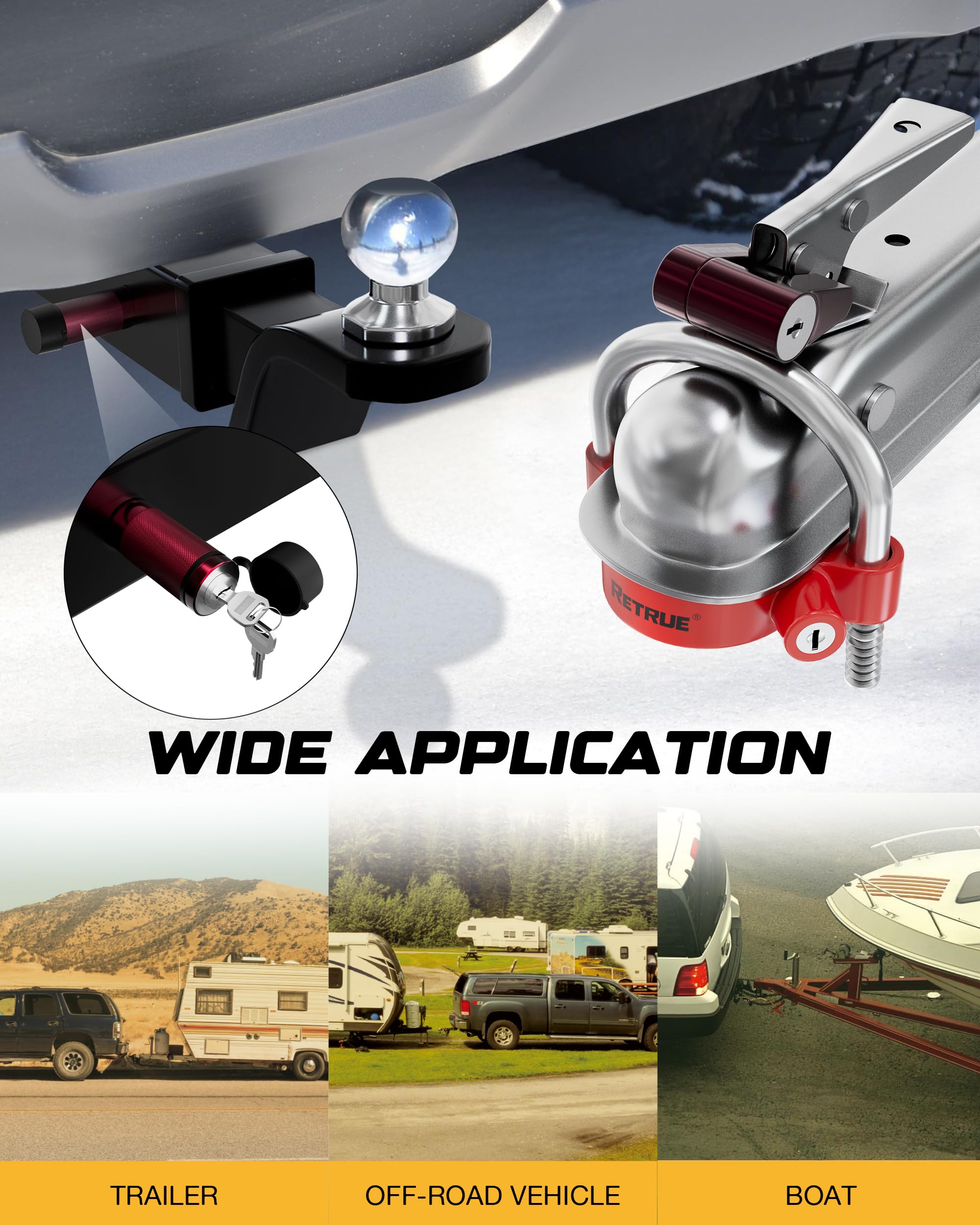 Retrue 120-day warranty and support information for the trailer lock set
