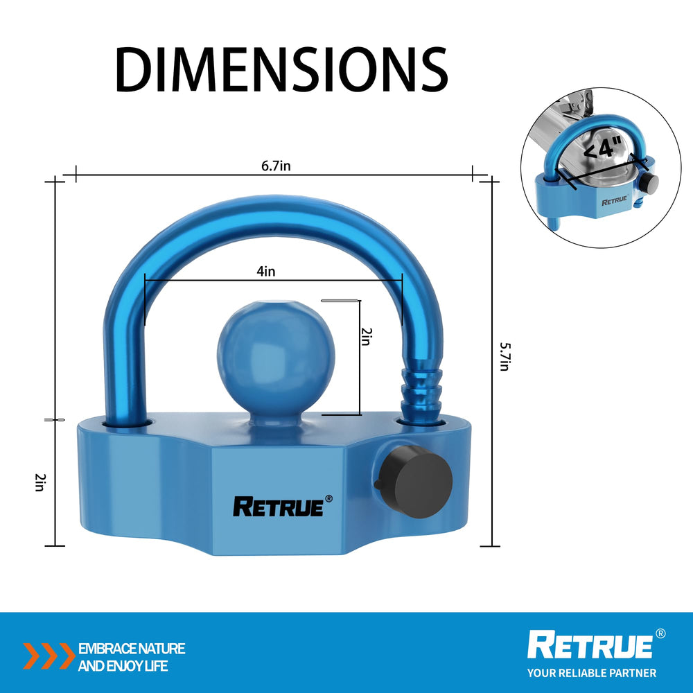 RETRUE lock shows adjustable positions for multiple coupler sizes.