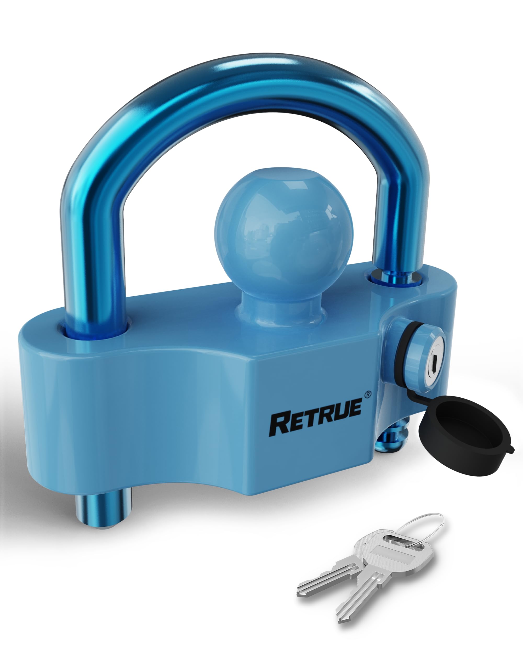 RETRUE universal coupler lock blue body provides versatile trailer security.