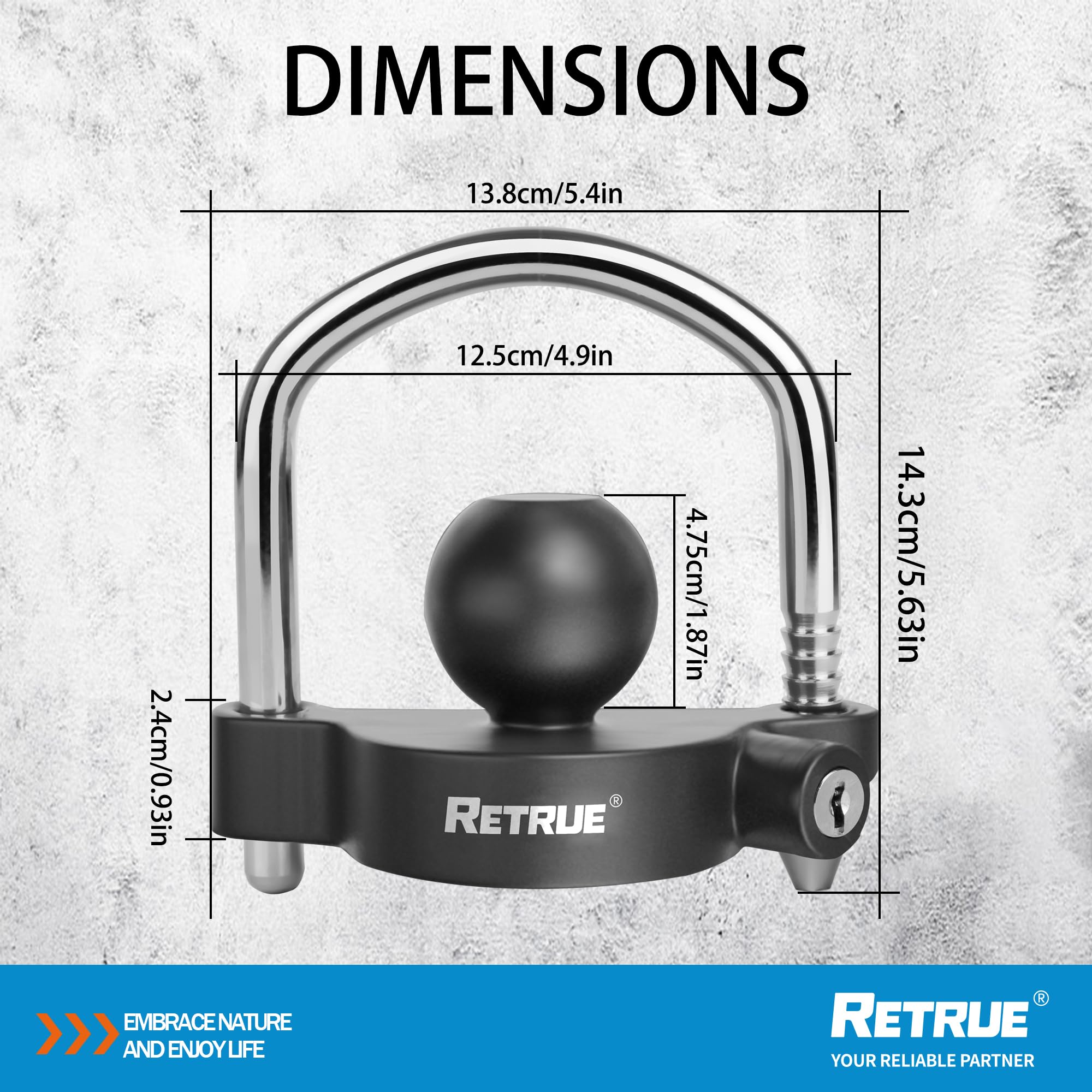 RETRUE lock with yellow visibility deters tampering when parked