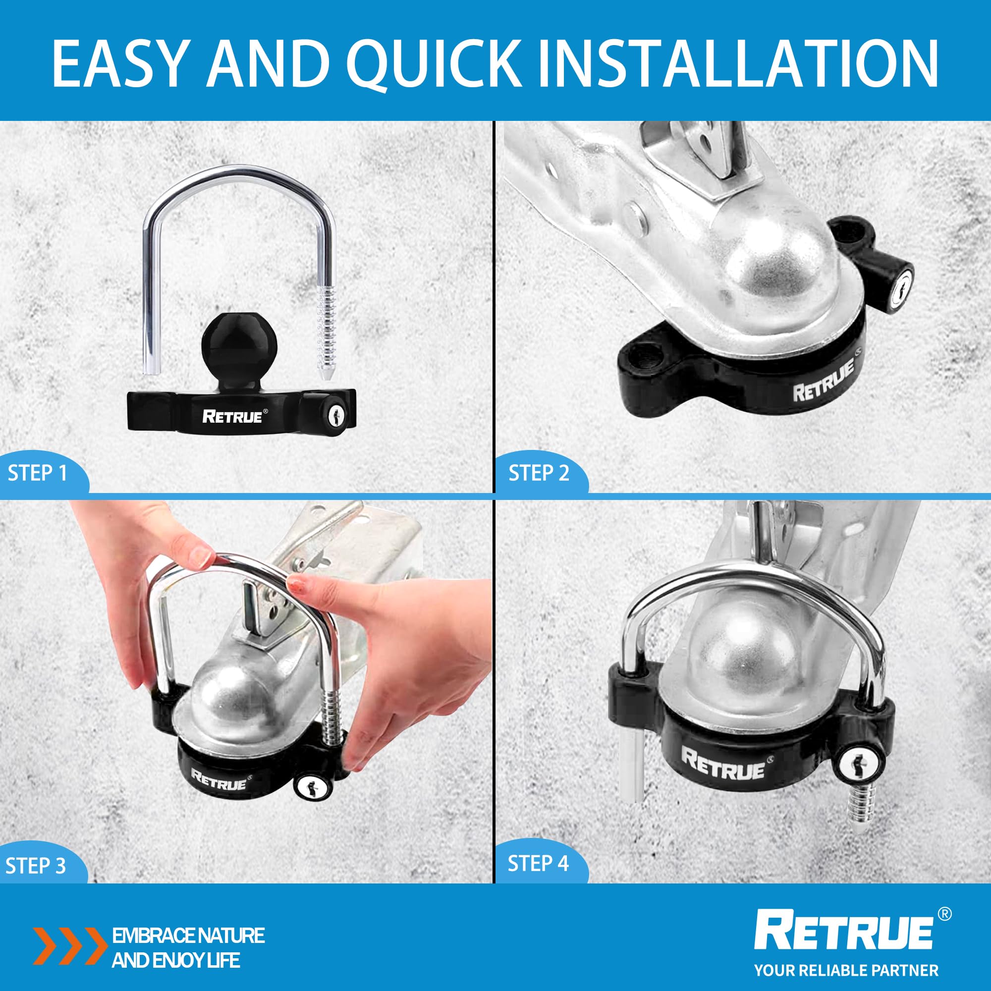 RETRUE bright yellow finish improves visibility and theft deterrence.