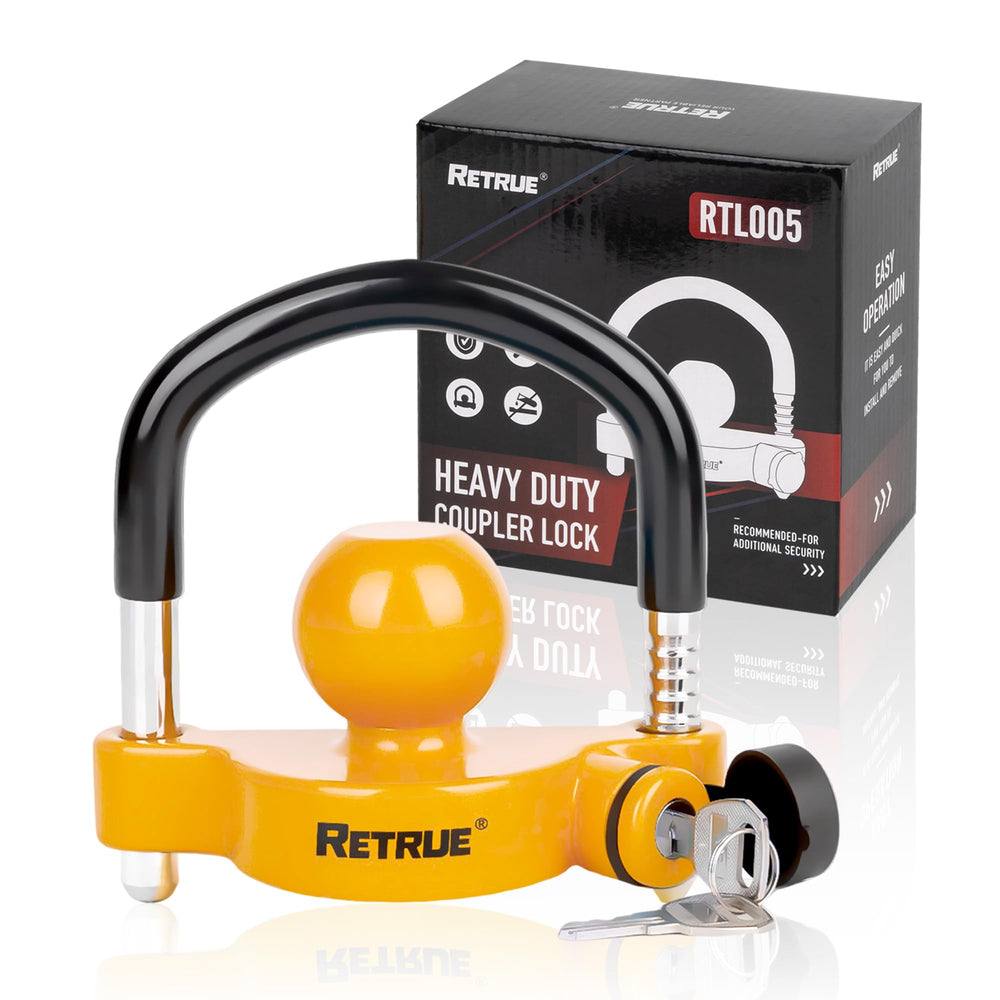 RETRUE universal trailer ball lock on a coupler showing 1-7/8 in compatibility